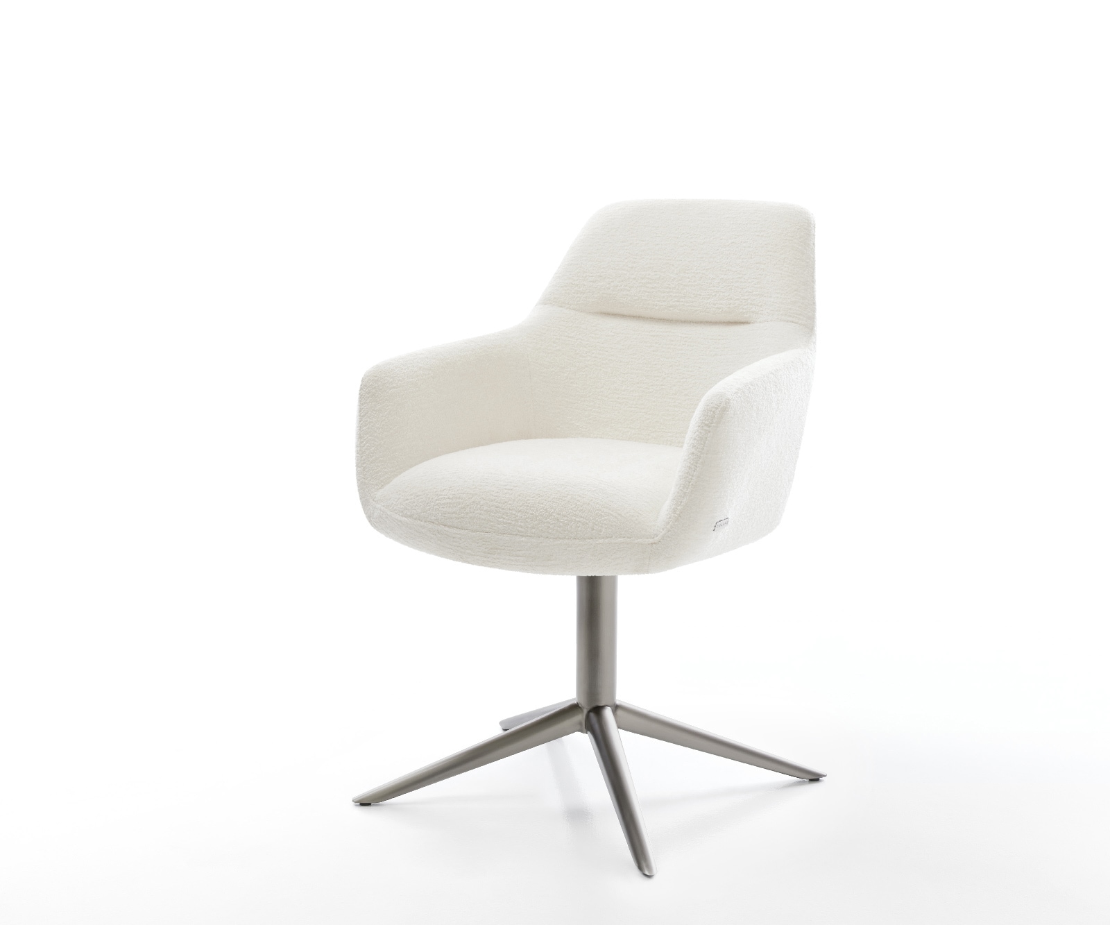 Chaise-pivotante Pejo-Flex bouclé doux beige pied de chaise 4 branches grafiete pivotement sur 360° fonction bascule resorts ensachés