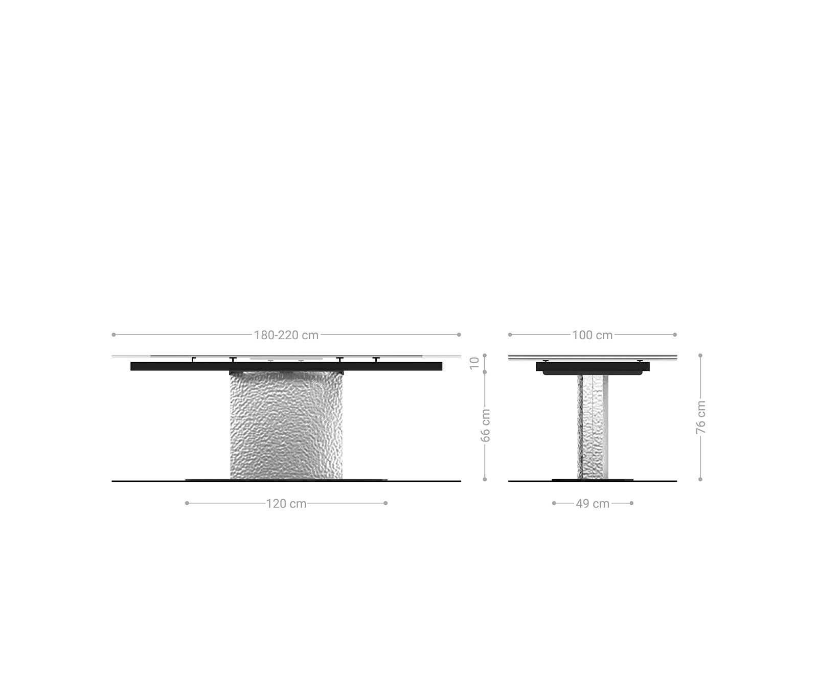 Esstisch Edge 180-220x100 Keramik Laminam®Nero Greco Anthrazit Wave Edelstahl ausziehbar 6