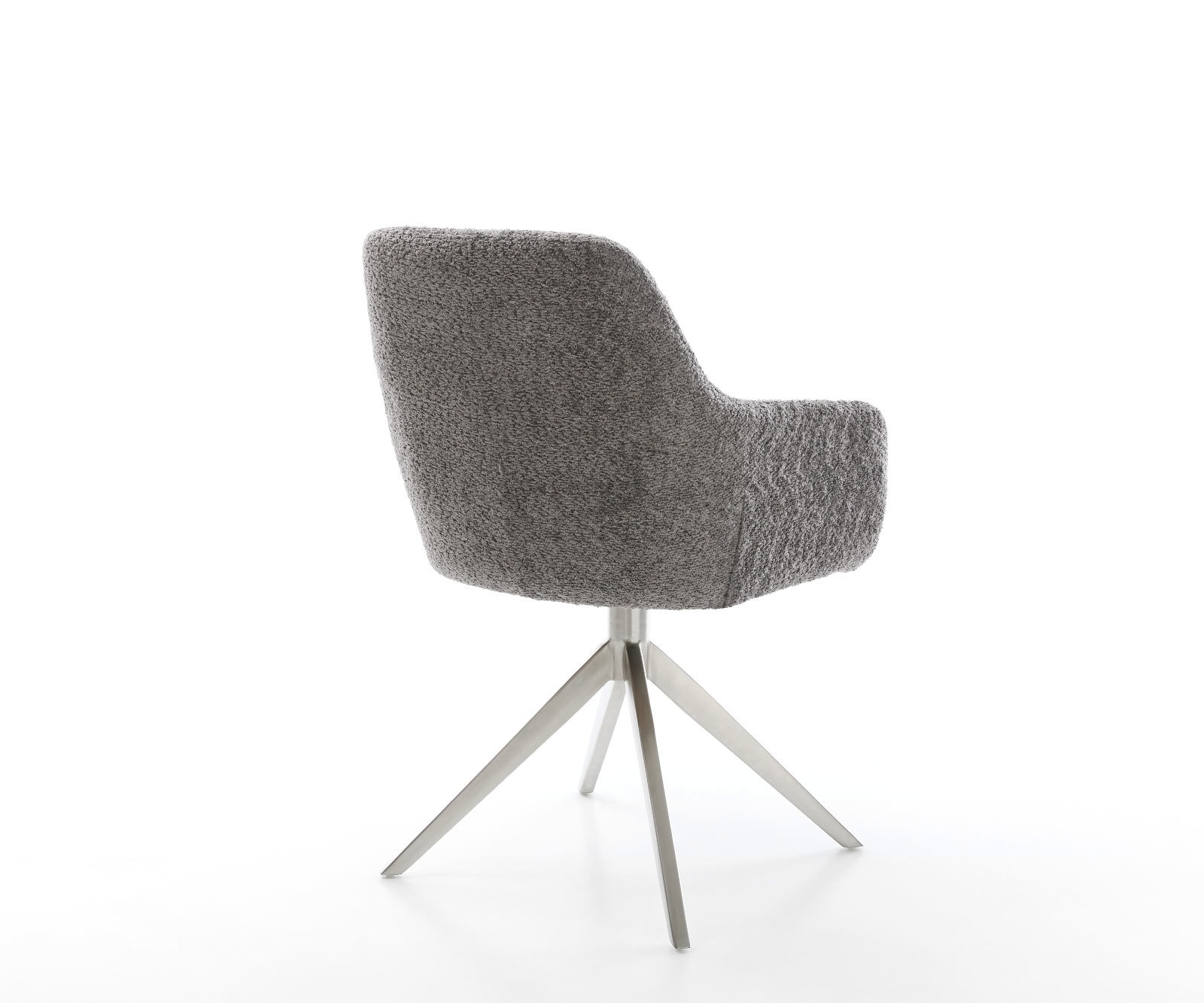 Drehstuhl Pejo-Flex Bouclé Grau Kreuzgestell breit Edelstahl 360° drehbar Wippfunktion Taschenfederkern 4