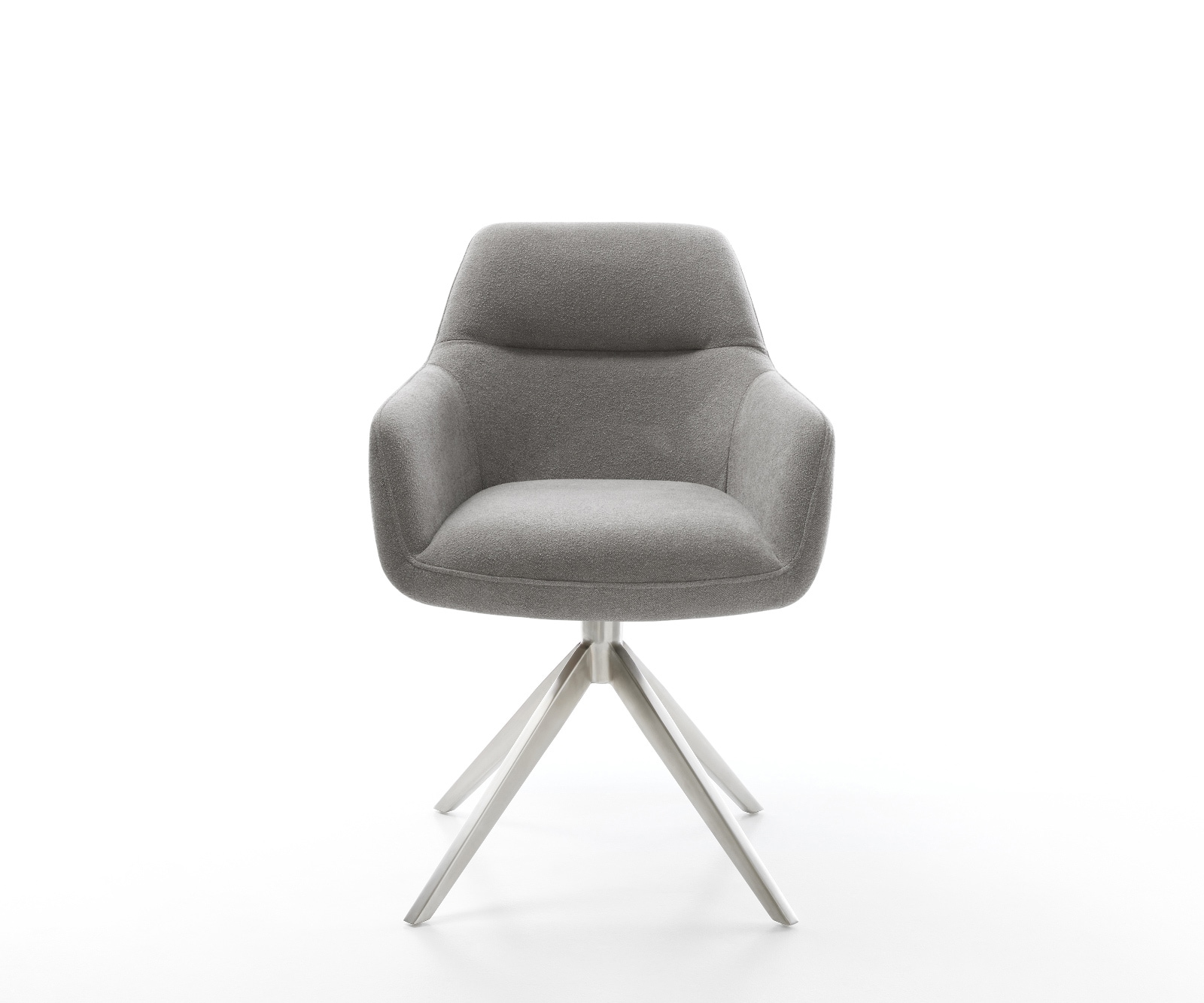 Drehstuhl Pejo-Flex Strukturstoff Soft Grau Kreuzgestell breit Edelstahl 360° drehbar Wippfunktion Taschenfederkern 1