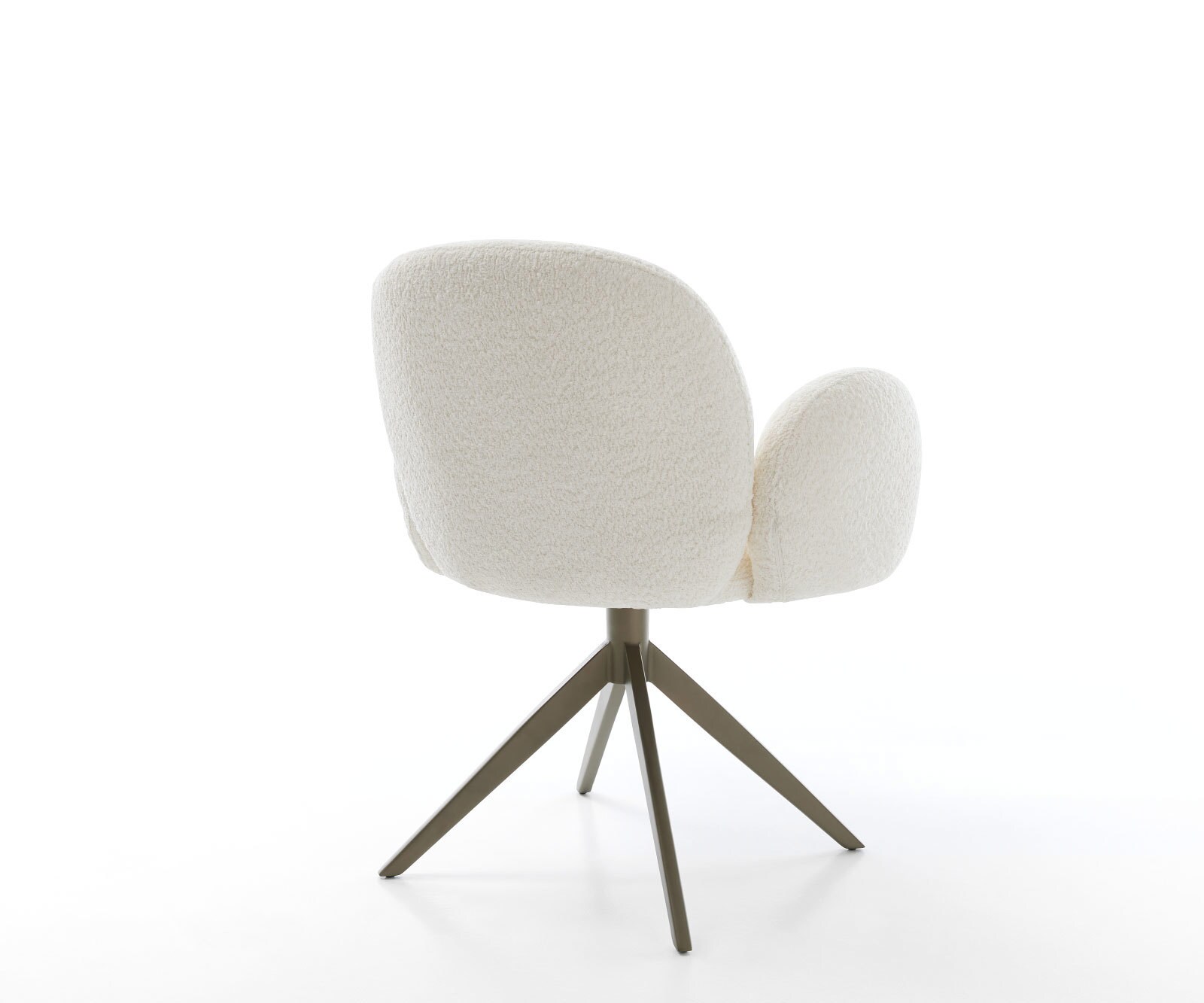 Drehstuhl Nube-Flex mit Armlehnen Bouclé Weiß Kreuzgestell breit Effektfinish Titan 360° drehbar Taschenfederkern 5