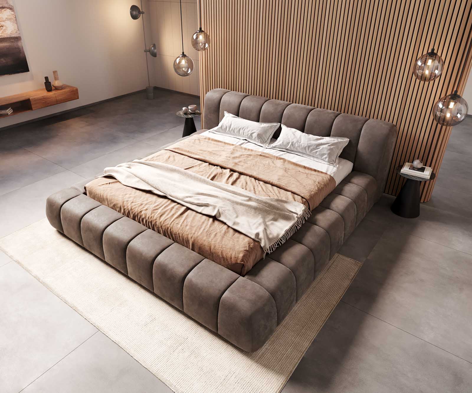Polsterbettgestell Cutio 180x200 cm Mikrofaser Taupe Vintage 4