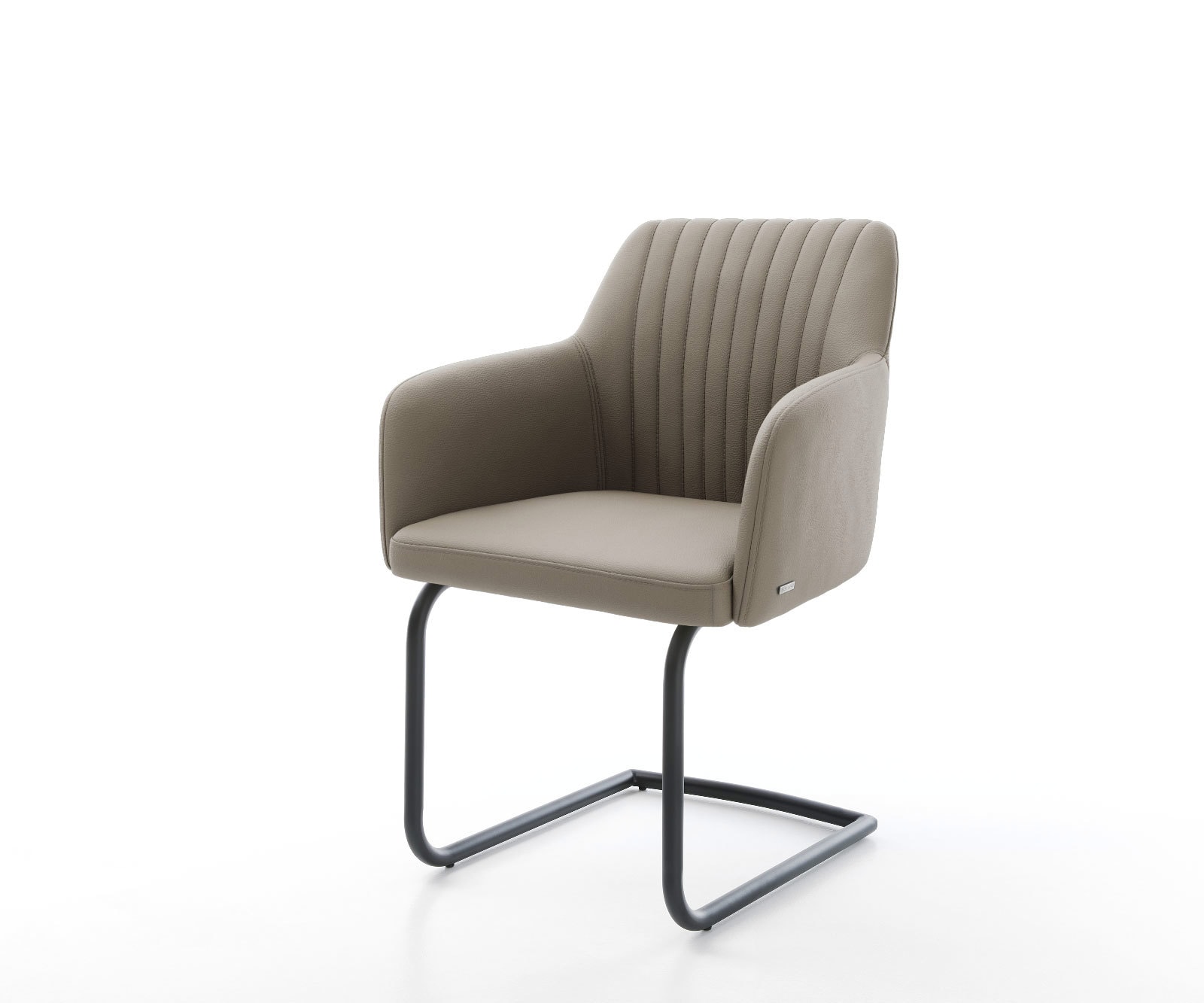 Cantilever Greg-Flex cuir de vache couleur boue pied cantilever rond noir ressorts ensachés Cantilever Greg-Flex cuir de vache couleur boue pied cantilever rond noir ressorts ensachés