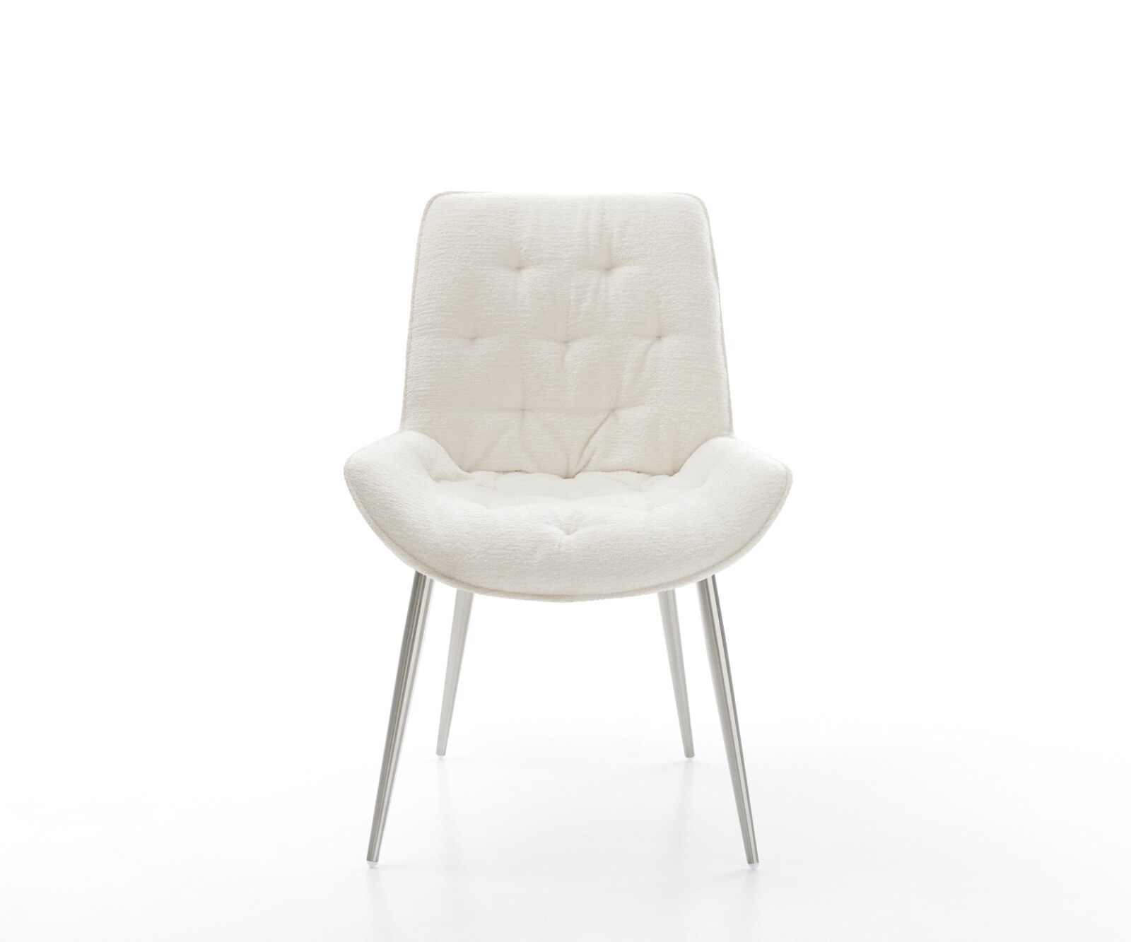 Esszimmerstuhl Taimi-Flex Bouclé Soft Beige 4-Fuß konisch Edelstahl 1