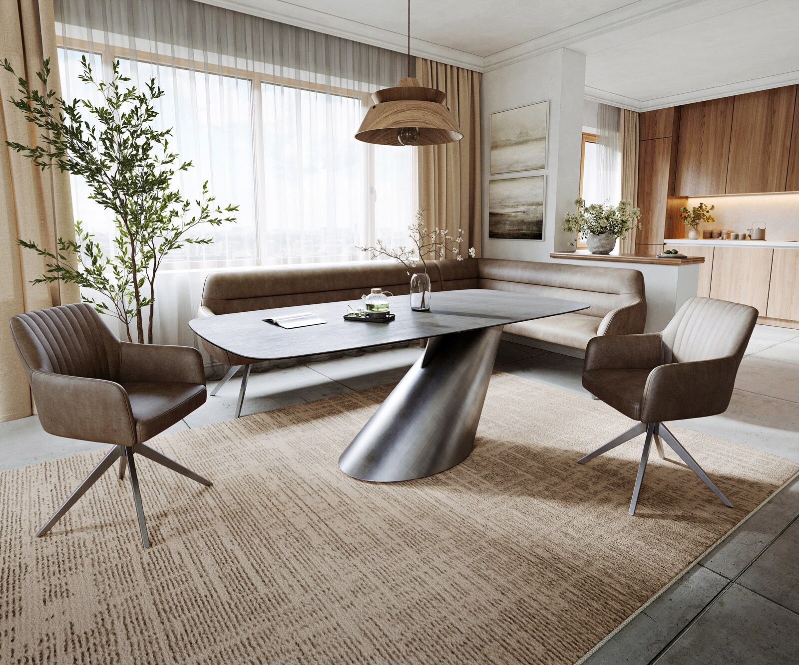 Esstisch Edge Boot 200x100 cm Keramik Boulevard Betonoptik Cono Metallic Silber 6