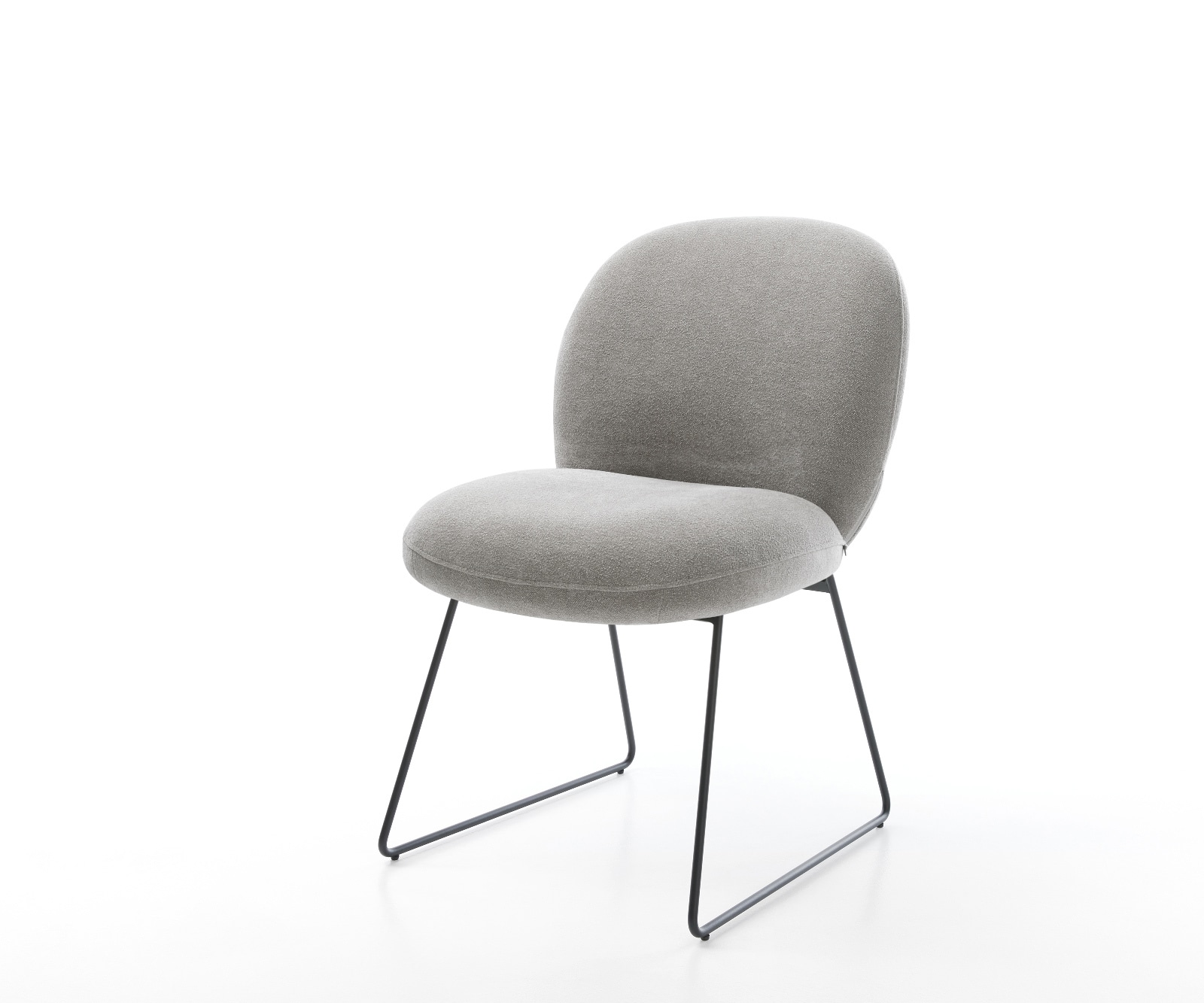 Esszimmerstuhl Nube-Flex Strukturstoff Soft Grau Kufengestell Schwarz Taschenfederkern 1