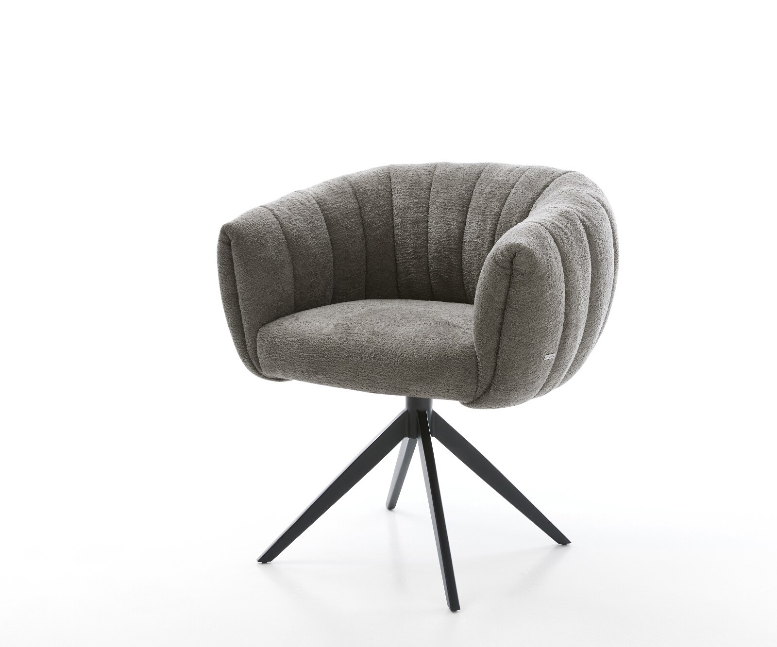 Drehstuhl Jada-Flex Bouclé Soft Schlamm Kreuzgestell breit Schwarz 360° drehbar Wippfunktion Taschenfederkern