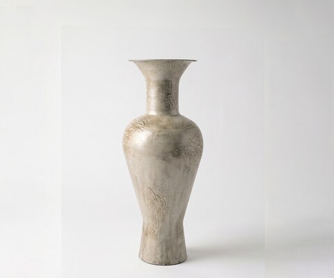 Vase Medora B25 x T25 x H60 cm Metall Ivory Terra Handgemacht