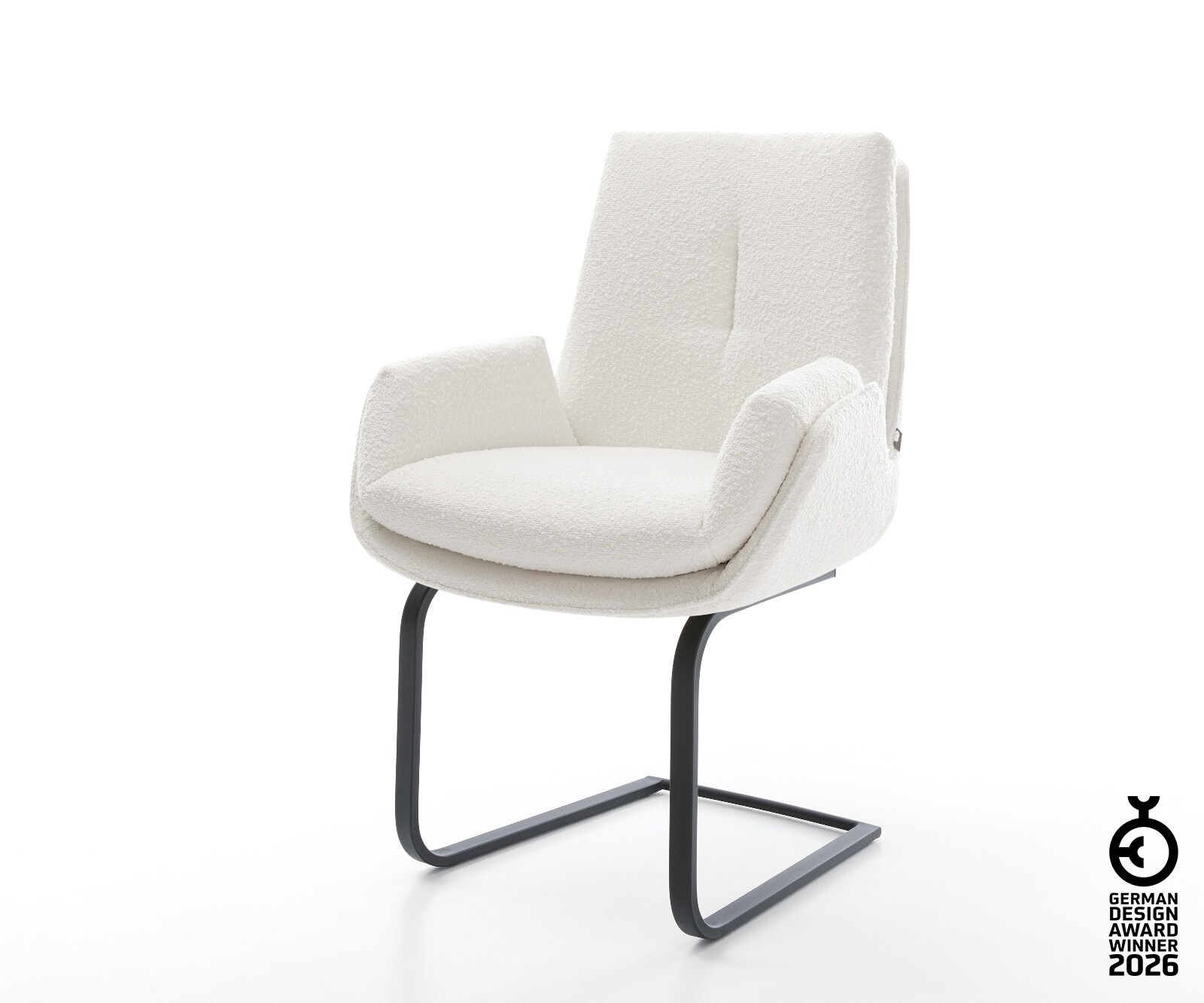 Freischwinger Clea-Flex Bouclé Creme-Weiß Freischwinger flach Schwarz 1