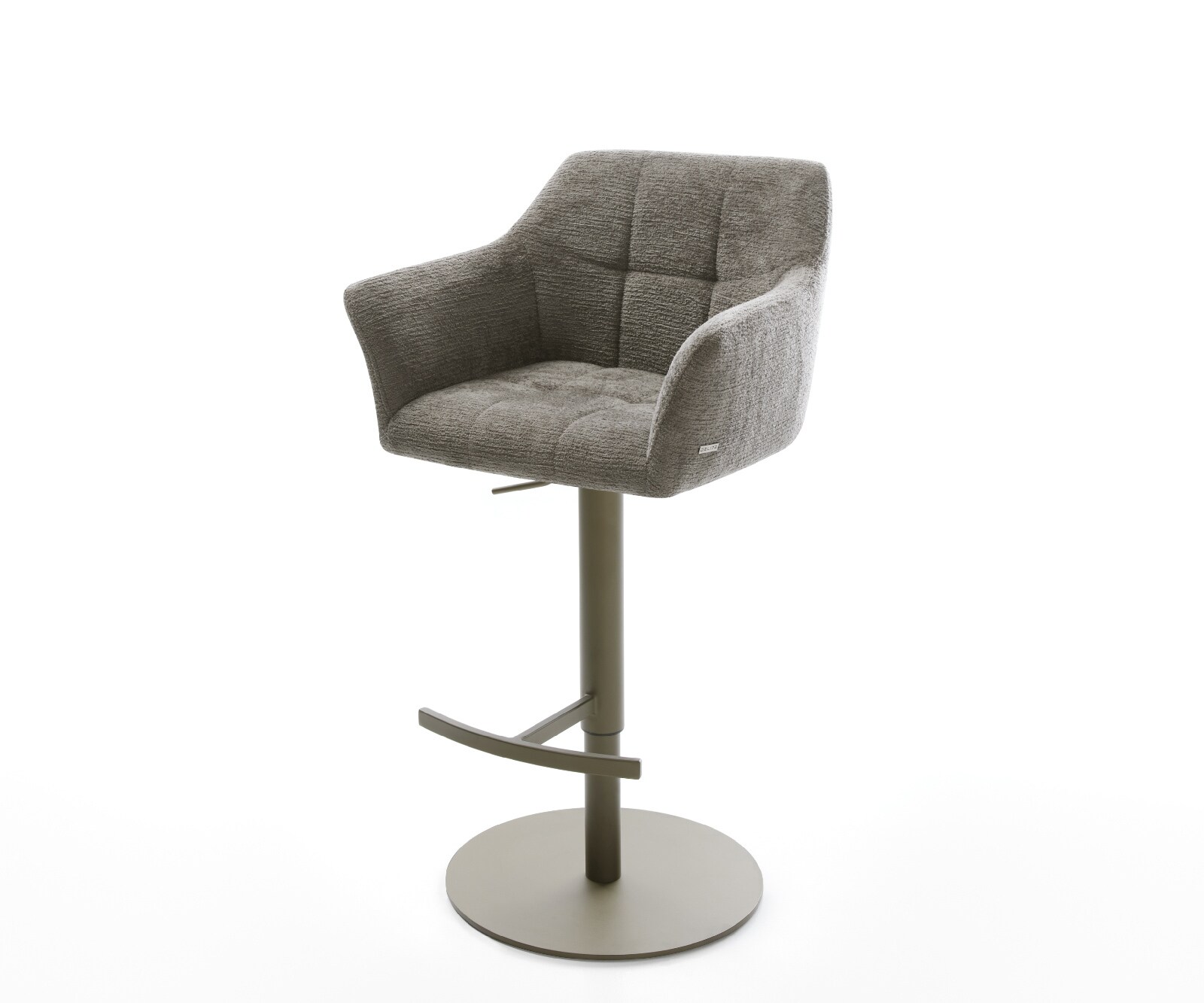 Barstuhl Yulo-Flex Bouclé Soft Schlamm Drehfuß höhenverstellbar Metall Titanfarben 1