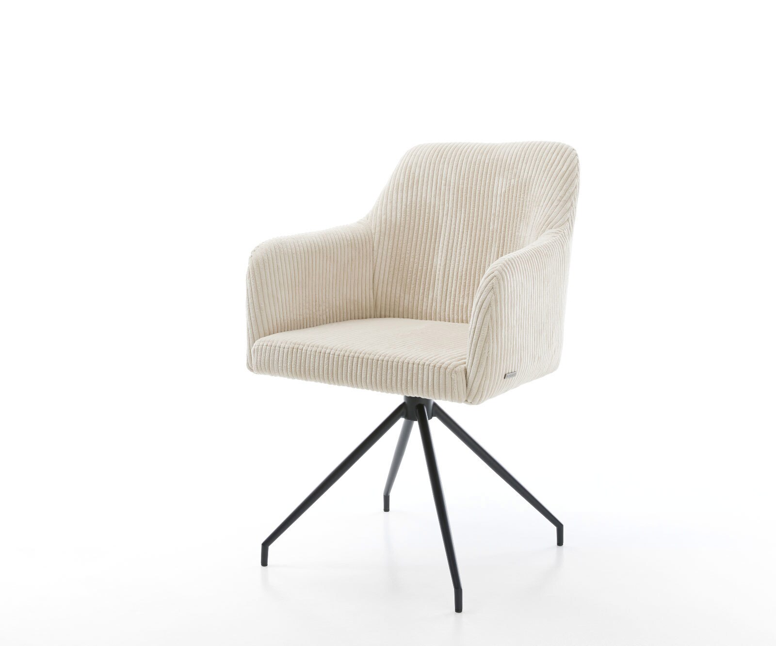 Esszimmerstuhl Greg-Flex Cord Beige Kreuzgestell konisch Schwarz Taschenfederkern 1