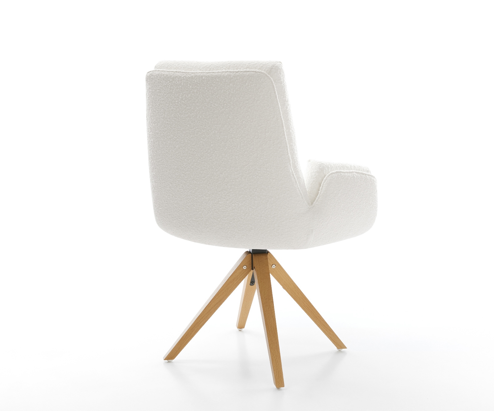 Drehstuhl Clea-Flex Bouclé Creme-Weiß Holzgestell kantig Natur 360° drehbar 5