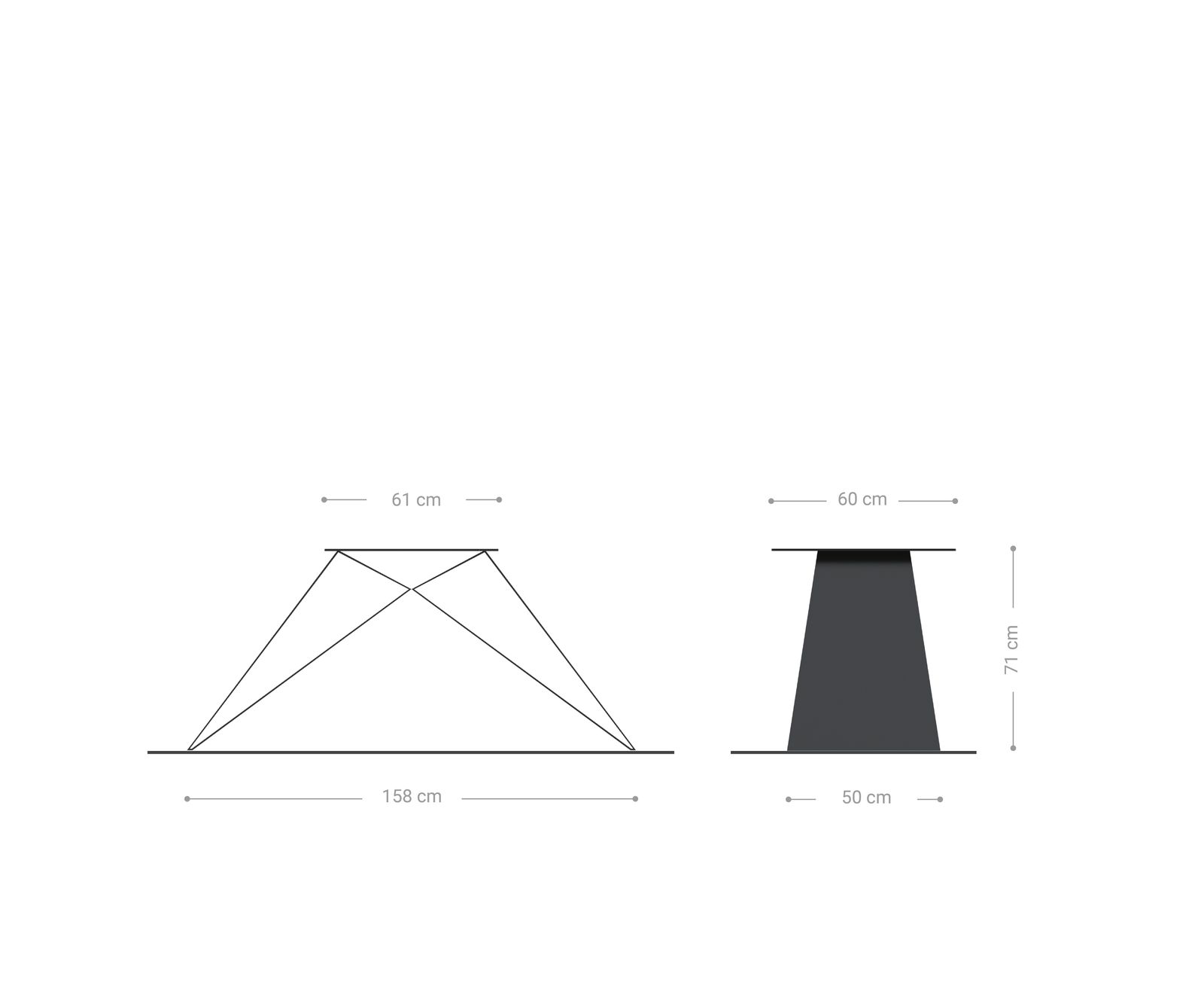 V-Gestell Flachstahl Metall Schwarz für Tischplatten ab 200 cm 2