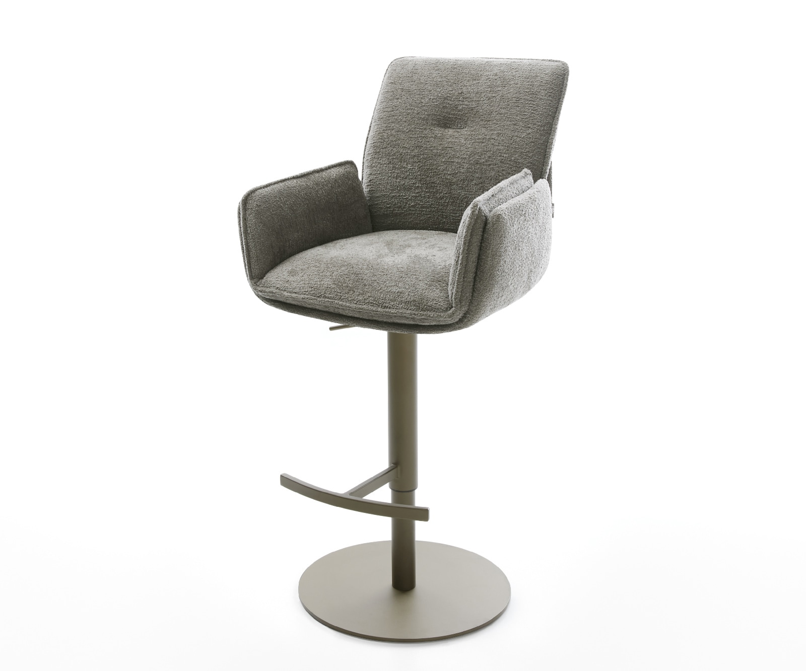 Barstuhl Nela-Flex Bouclé Soft Schlamm Drehfuß höhenverstellbar Metall Titanfarben 1