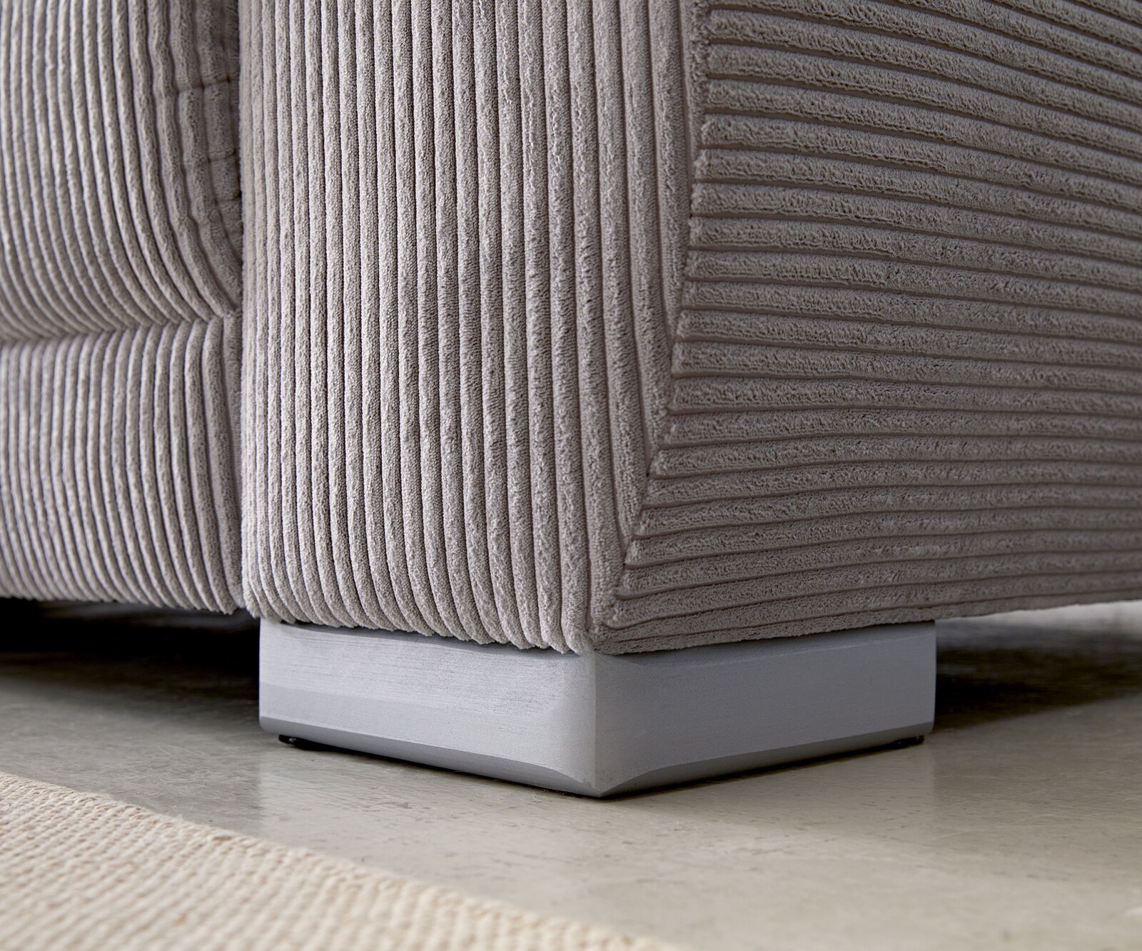 Ecksofa Josea 300x220 cm Cord Silbergrau Ottomane links 8