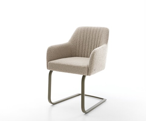 Freischwinger Greg-Flex Bouclé Schlamm Freischwinger flach Effektfinish Titan Taschenfederkern