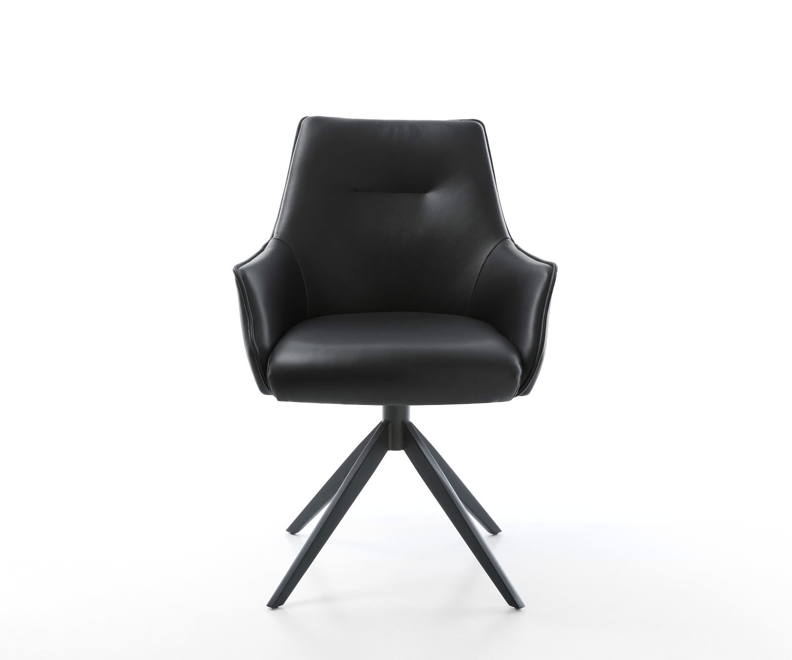 Drehstuhl Alja-Flex mit Armlehnen Echt-Leder Schwarz Kreuzgestell breit Schwarz 360° drehbar Wippfunktion Taschenfederkern 1 Drehstuhl Alja-Flex mit Armlehnen Echt-Leder Schwarz Kreuzgestell breit Schwarz 360° drehbar Wippfunktion Taschenfederkern 1