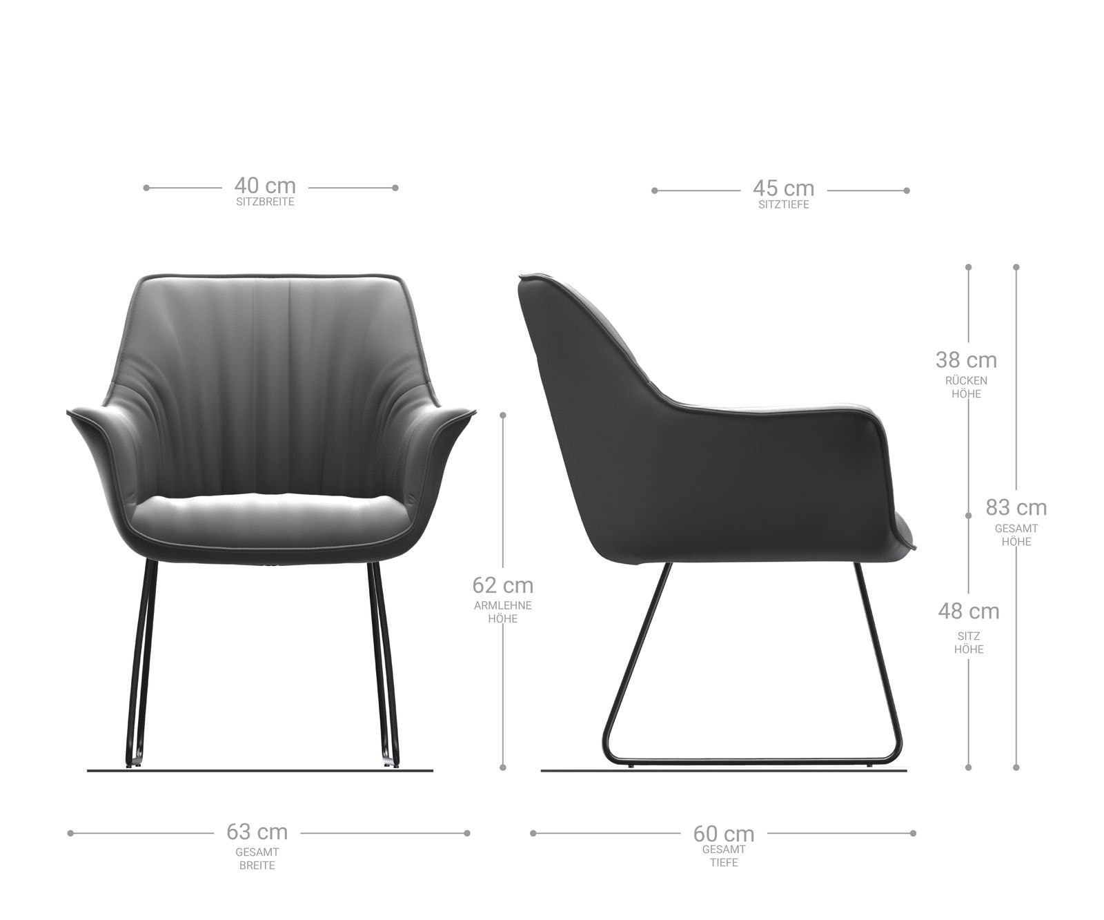 Esszimmerstuhl Keila-Flex mit Armlehnen Echt-Leder Schwarz Kufengestell Schwarz 1 Esszimmerstuhl Keila-Flex mit Armlehnen Echt-Leder Schwarz Kufengestell Schwarz 1