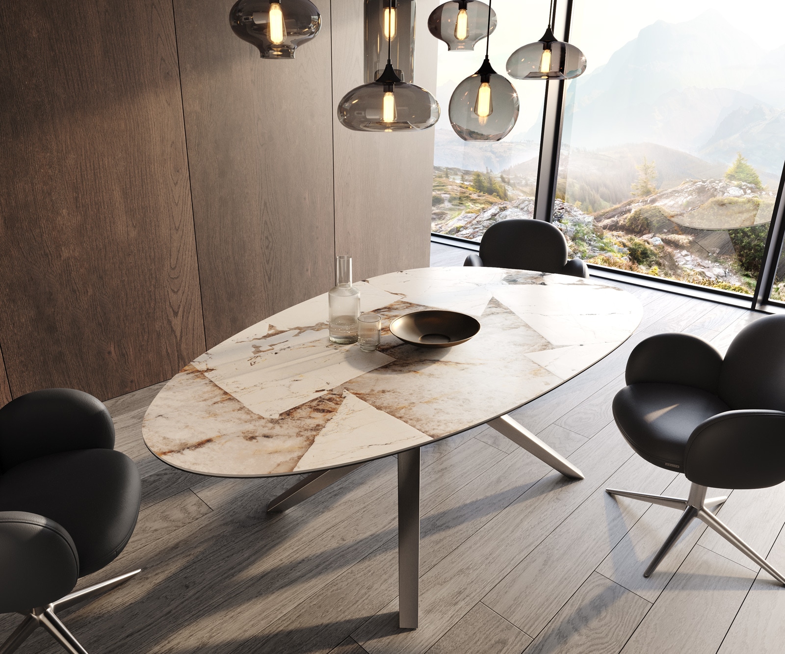 Esstisch Edge Oval 220x120 Keramik Iris FMG Patagonia Lappato Zenthara kantig Edelstahl Esstisch Edge Oval 220x120 Keramik Iris FMG Patagonia Lappato Zenthara kantig Edelstahl