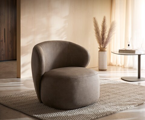 Loungesessel Pulo 80x80 cm Mikrofaser Taupe Vintage