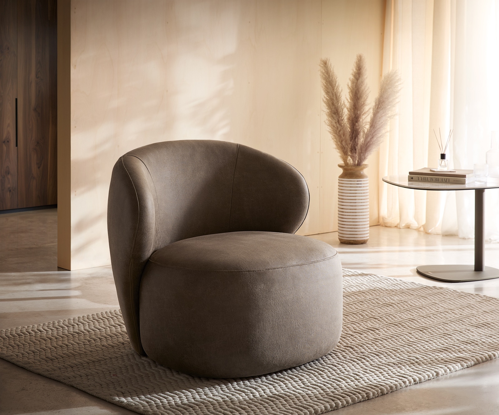 Loungesessel Pulo 80x80 cm Mikrofaser Taupe Vintage