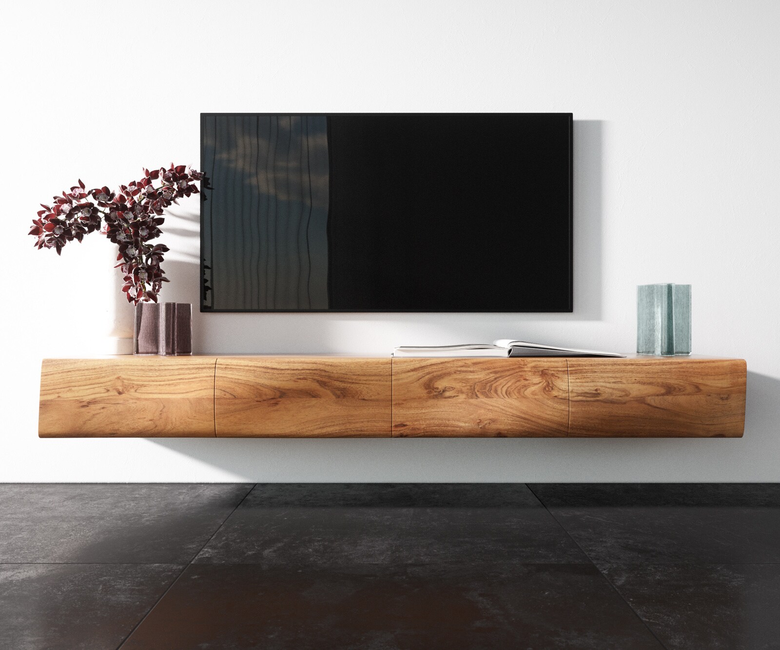 Lowboard New Live-Edge 175 cm Akazie Natur 4 Türen schwebend 3