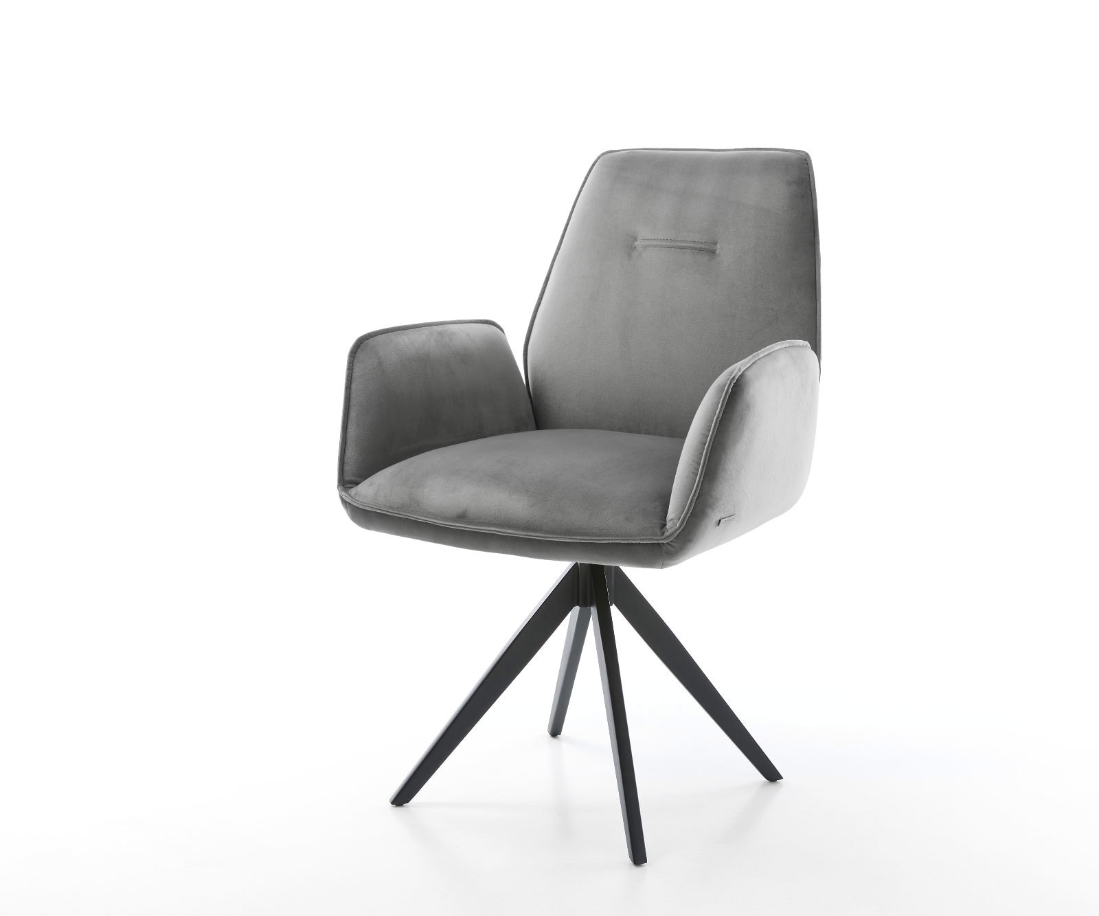 Esszimmerstuhl Zoa-Flex Samt Grau Kreuzgestell kantig Schwarz Taschenfederkern Esszimmerstuhl Zoa-Flex Samt Grau Kreuzgestell kantig Schwarz Taschenfederkern