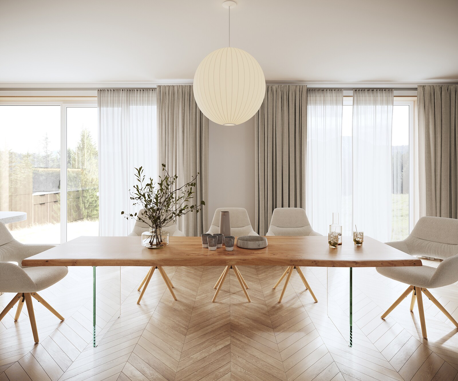 Esstisch Edge 280x100 XL Akazie Natur Glas Live-Edge 1