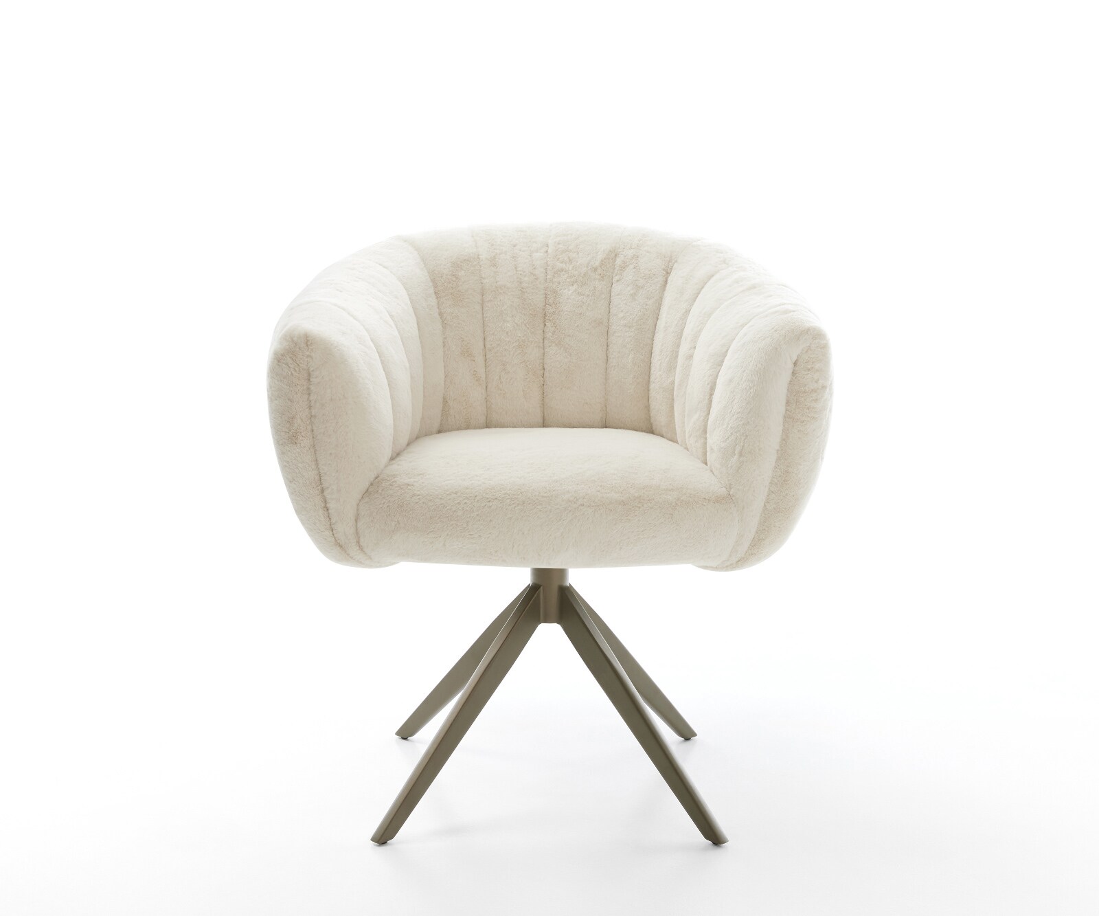 Drehstuhl Jada-Flex Plüsch Creme-Weiß Kreuzgestell breit Effektfinish Titan 360° drehbar Wippfunktion Taschenfederkern 2