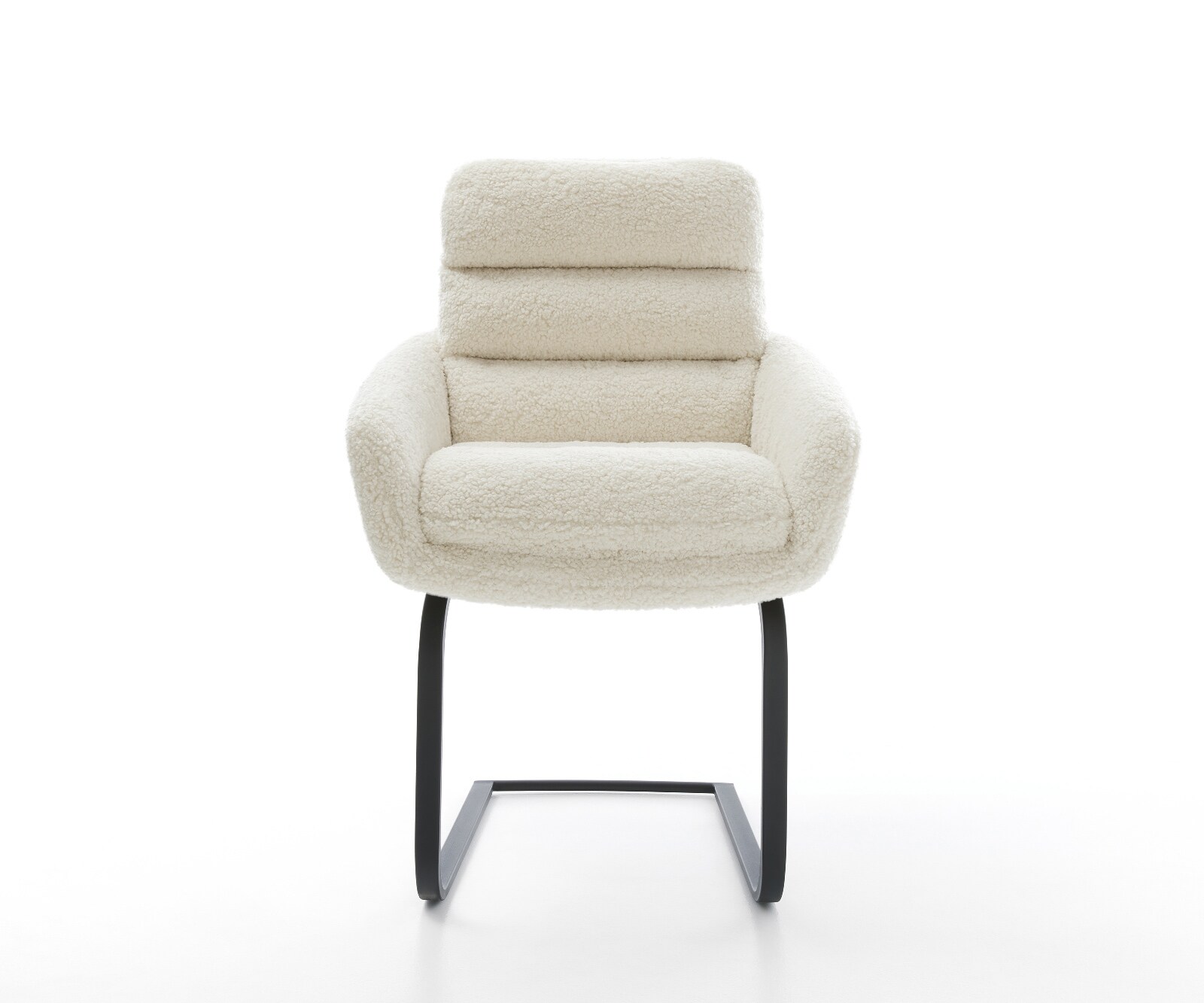 Freischwinger Abelia-Flex mit Armlehnen Teddystoff Beige Freischwinger flach Schwarz 2