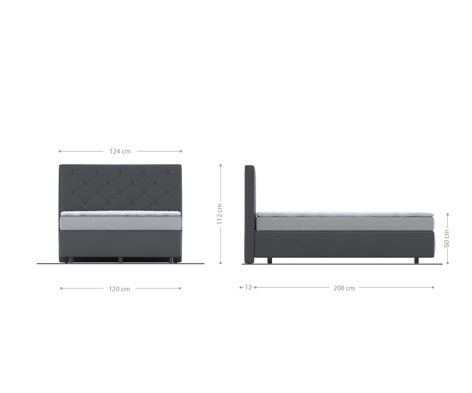 Boxspringbett Dream-Great 120x200 cm Mikrofaser Grau mit TFK Matratze und Visco Topper 4 Boxspringbett Dream-Great 120x200 cm Mikrofaser Grau mit TFK Matratze und Visco Topper 4