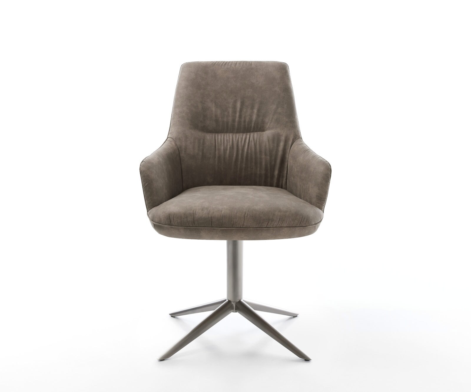 Drehstuhl Zelia-Flex mit Armlehnen Mikrofaser Taupe Vintage Fußkreuz Graphit 360° drehbar Wippfunktion Taschenfederkern 1