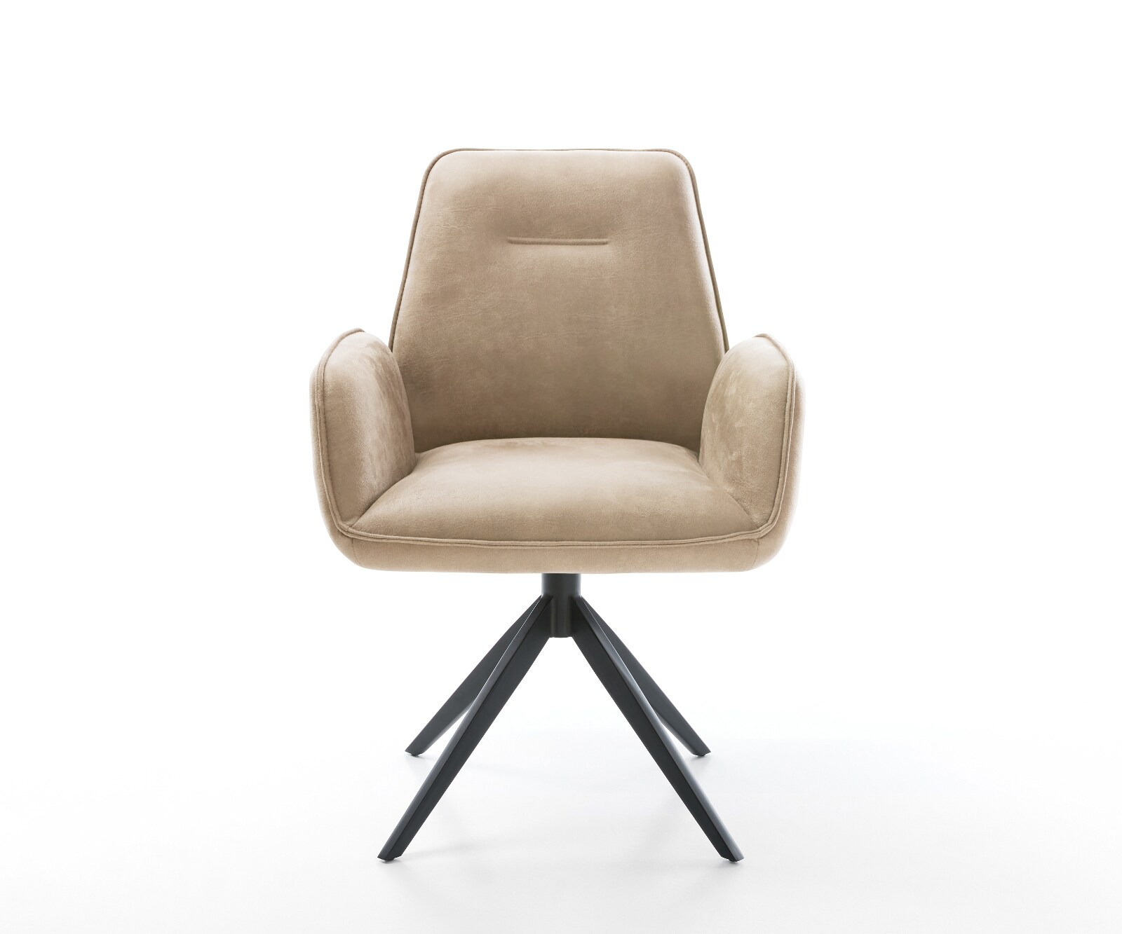 Drehstuhl Zoa-Flex Mikrofaser Beige Vintage Kreuzgestell breit Schwarz 360° drehbar Wippfunktion Taschenfederkern 2