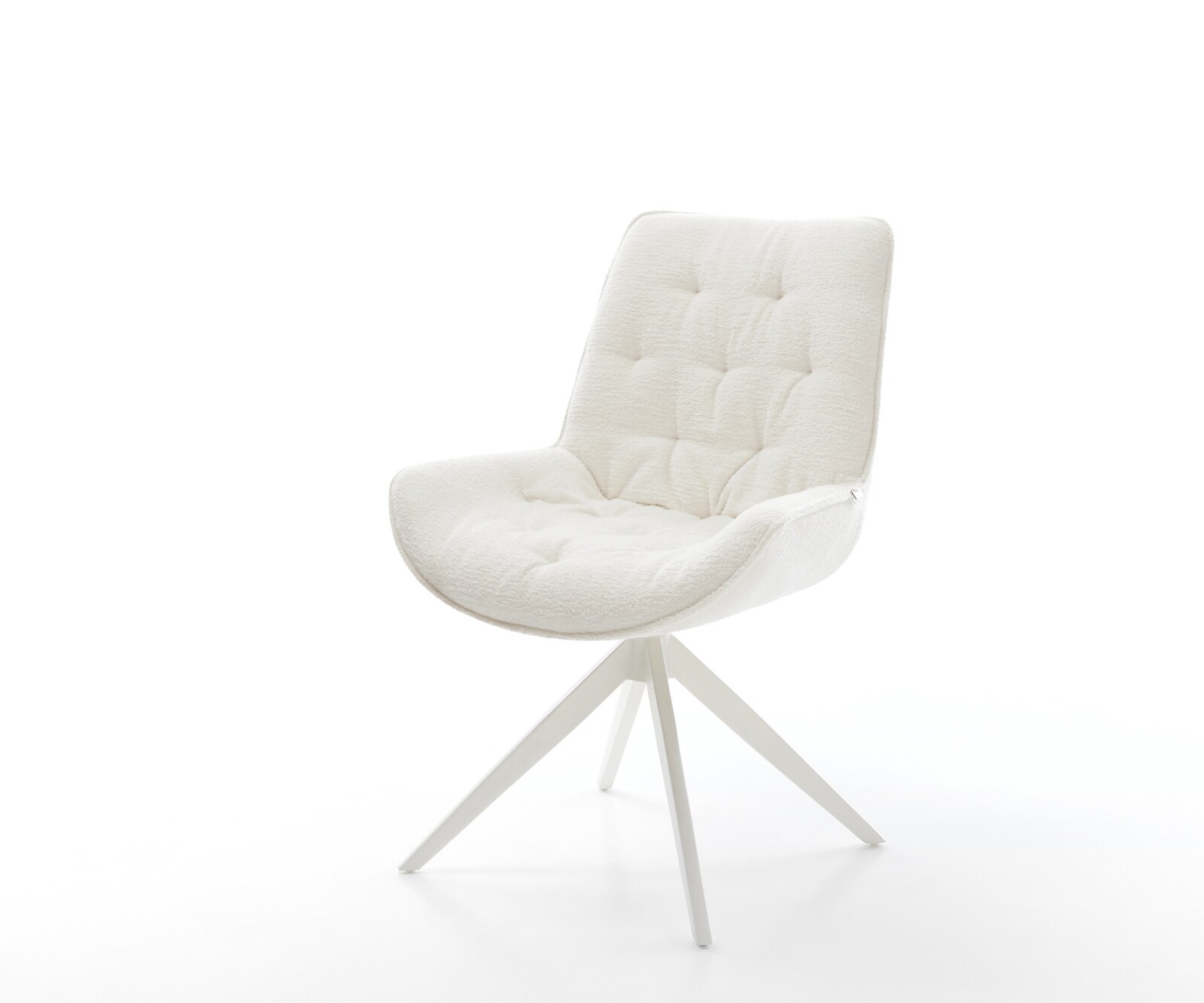 Drehstuhl Taimi-Flex Bouclé Soft Beige Kreuzgestell breit Weiß 360° drehbar günstig online kaufen