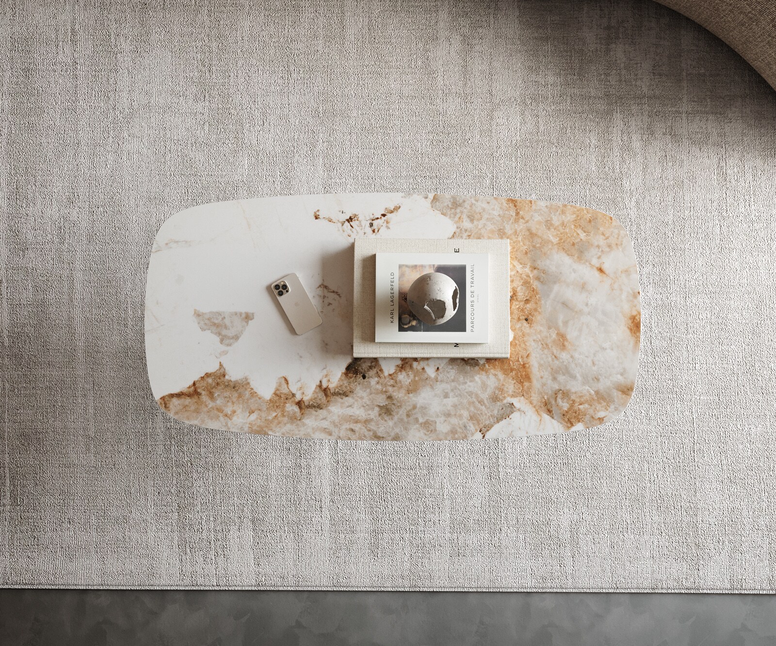 Couchtisch Edge Boot 100x50 cm Keramik Minas Melange Sarity Metall Effektfinish Titan 3