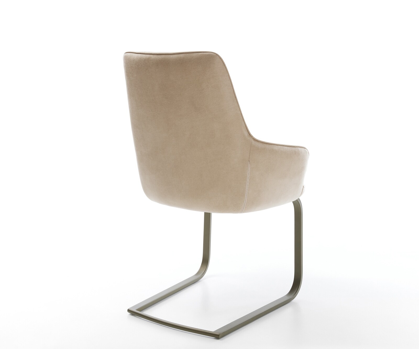 Freischwinger Zelia-Flex mit Armlehnen Mikrofaser Beige Vintage Freischwinger flach Effektfinish Titan Taschenfederkern 4