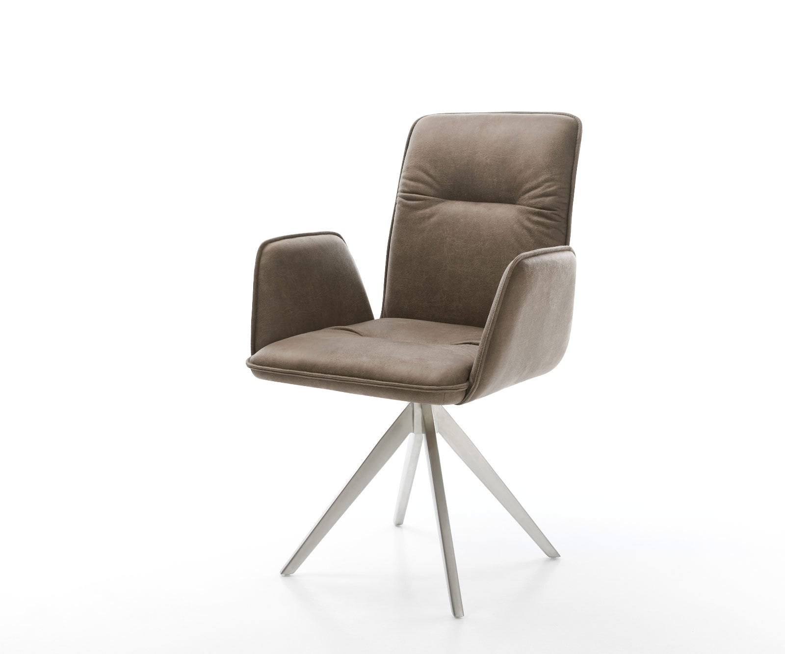 Esszimmerstuhl Vinja-Flex Mikrofaser Taupe Vintage Kreuzgestell kantig Edelstahl