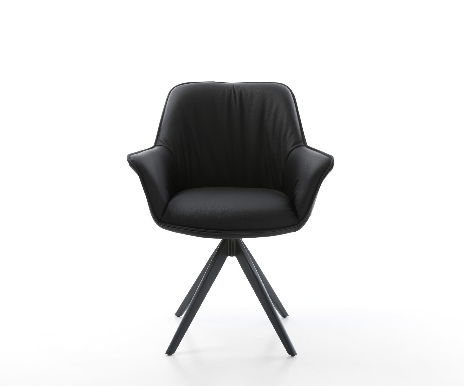 Esszimmerstuhl Keila-Flex mit Armlehnen Echt-Leder Schwarz Kreuzgestell kantig Schwarz 2 Esszimmerstuhl Keila-Flex mit Armlehnen Echt-Leder Schwarz Kreuzgestell kantig Schwarz 2