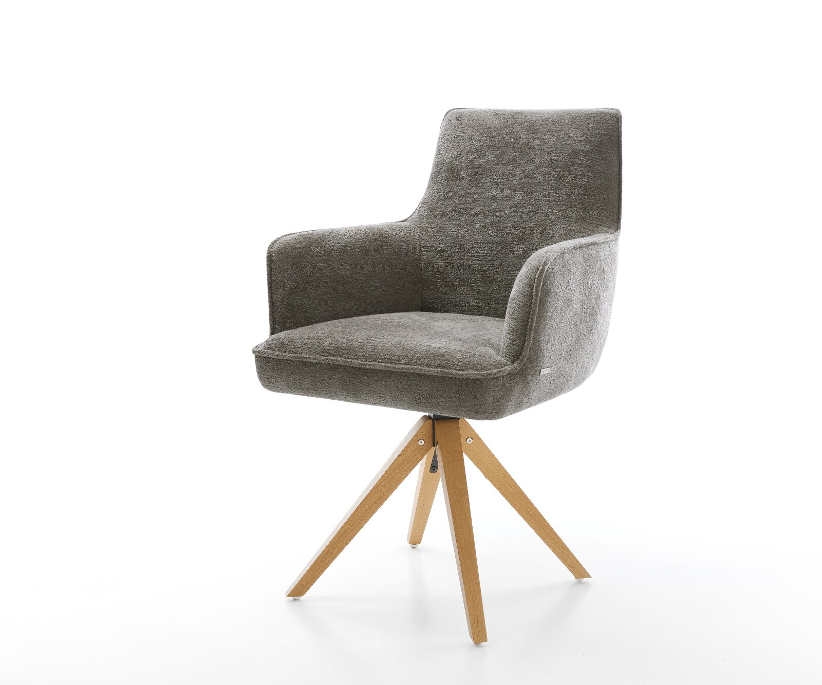 Drehstuhl Heira-Flex mit Armlehnen Bouclé Soft Schlamm Holzgestell kantig N günstig online kaufen