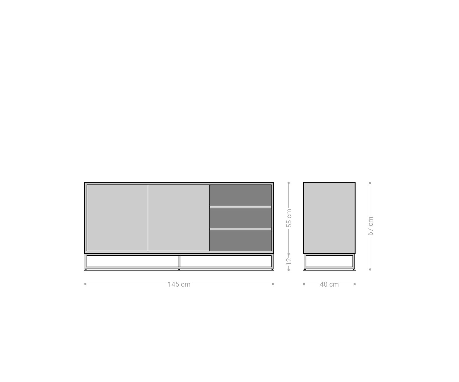 Sideboard Famke 145 cm Mango Teak 2 Türen 3 Fächer 8