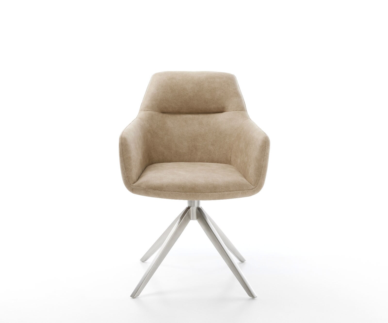 Drehstuhl Pejo-Flex Mikrofaser Beige Vintage Kreuzgestell breit Edelstahl 360° drehbar Wippfunktion Taschenfederkern 1