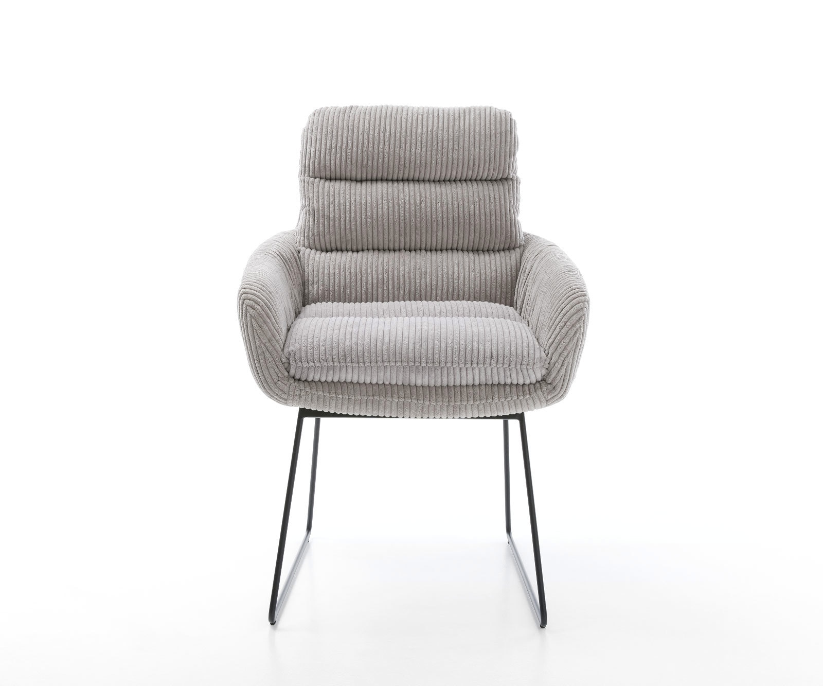Esszimmerstuhl Abelia-Flex mit Armlehnen Cord Silbergrau Kufengestell Schwarz 1 Esszimmerstuhl Abelia-Flex mit Armlehnen Cord Silbergrau Kufengestell Schwarz 1