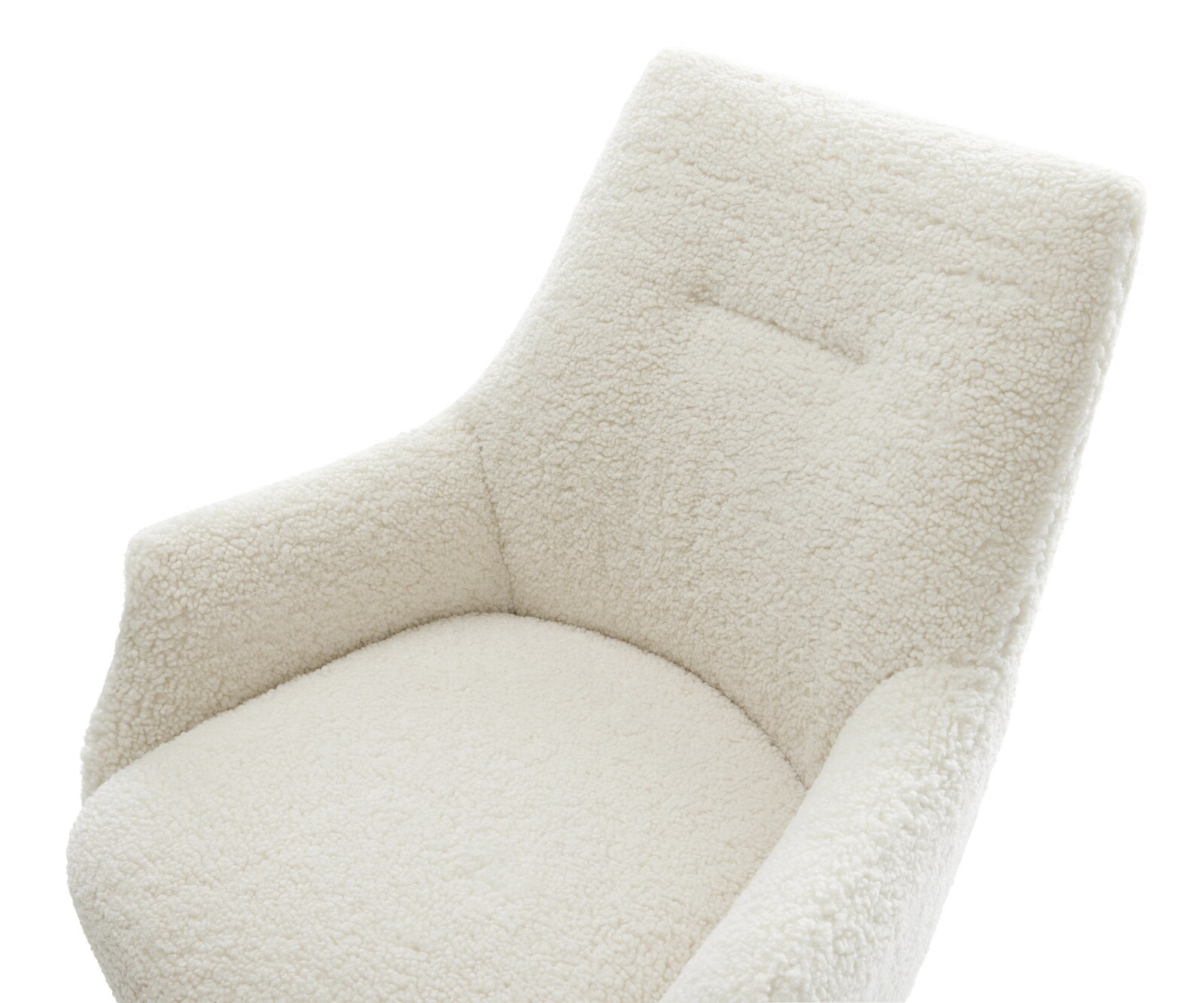 Esszimmerstuhl Alja-Flex mit Armlehnen Teddystoff Beige 4-Fuß konisch Schwarz Taschenfederkern 3