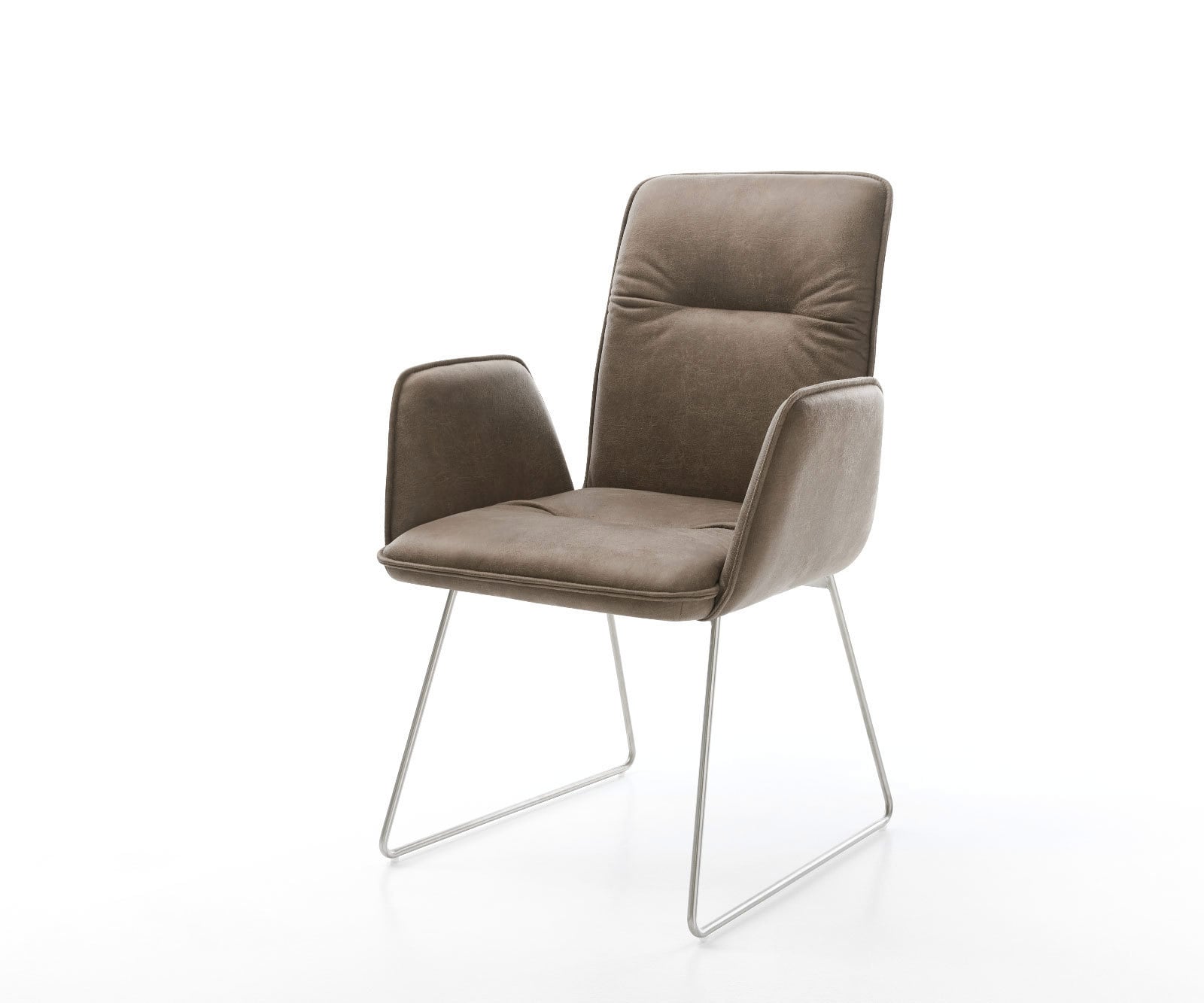 Esszimmerstuhl Vinja-Flex Mikrofaser Taupe Vintage Kufengestell Edelstahl günstig online kaufen