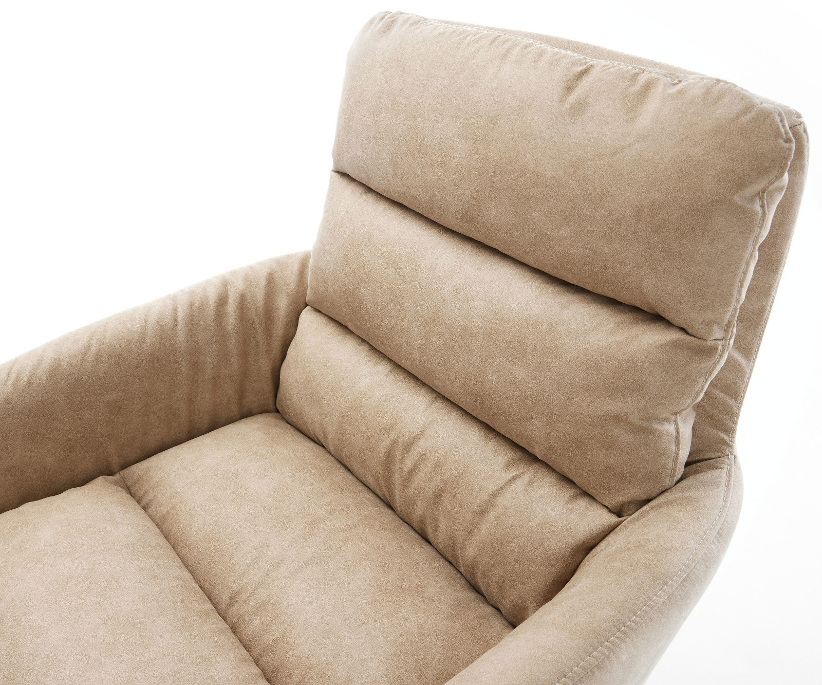 Drehstuhl Abelia-Flex mit Armlehnen Mikrofaser Beige Vintage Kreuzgestell breit Schwarz 360° drehbar Wippfunktion 3