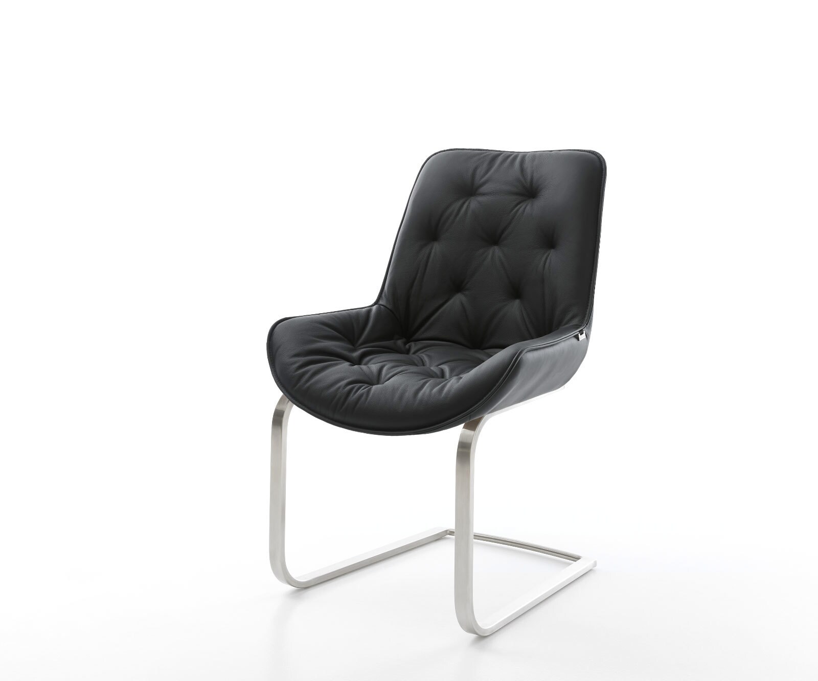 Freischwinger Taimi-Flex Echt-Leder Schwarz Freischwinger flach Edelstahl