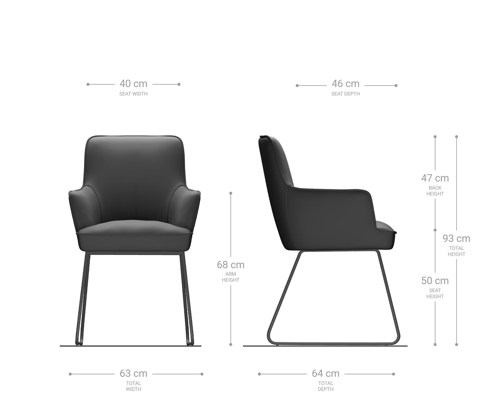 Esszimmerstuhl Heira-Flex mit Armlehnen Bouclé Weiß Kufengestell Schwarz Taschenfederkern 7