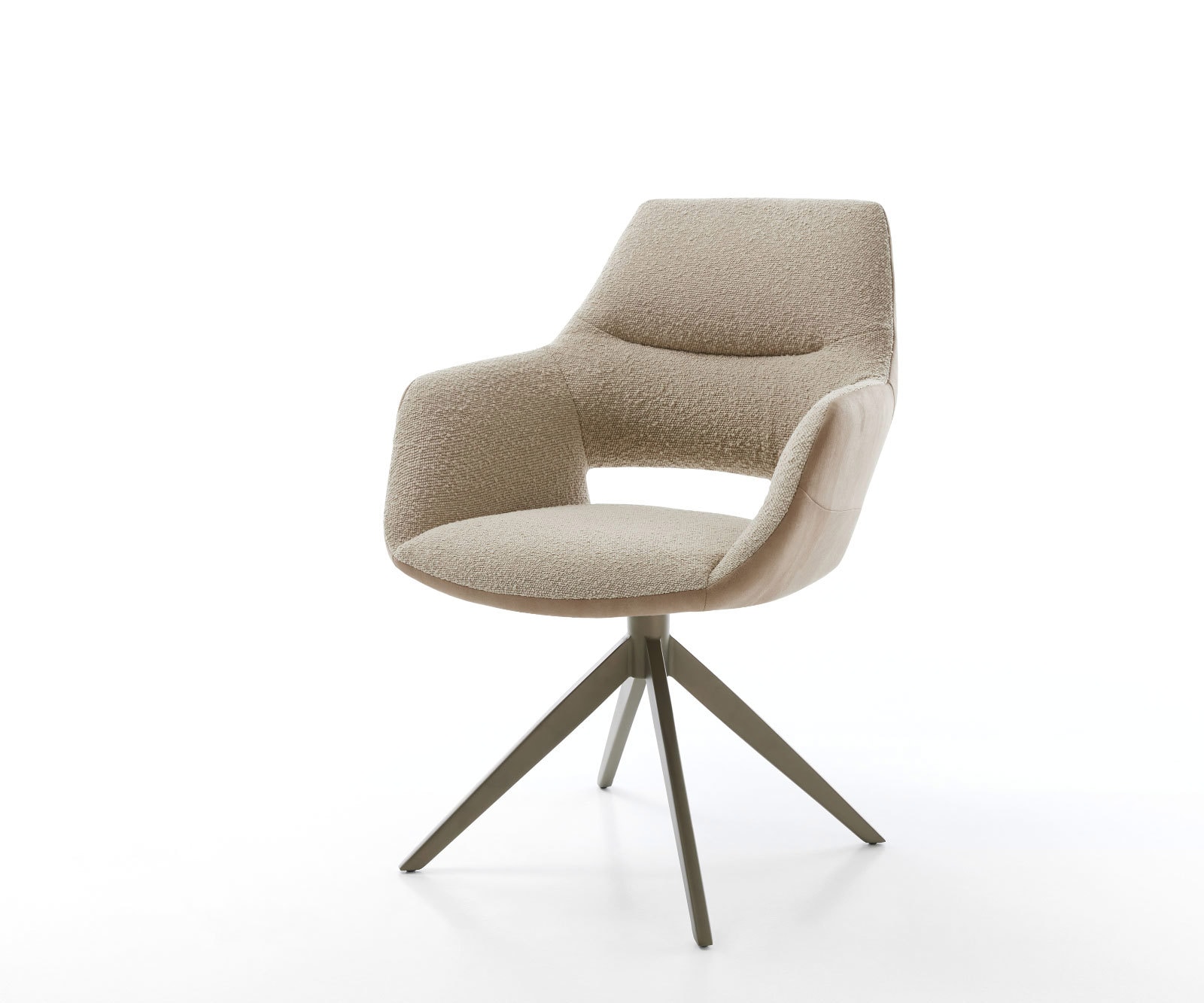 Drehstuhl Yago-Flex mit Armlehnen Materialmix Schlamm Kreuzgestell breit Effektfinish Titan 360° drehbar Wippfunktion Taschenfederkern