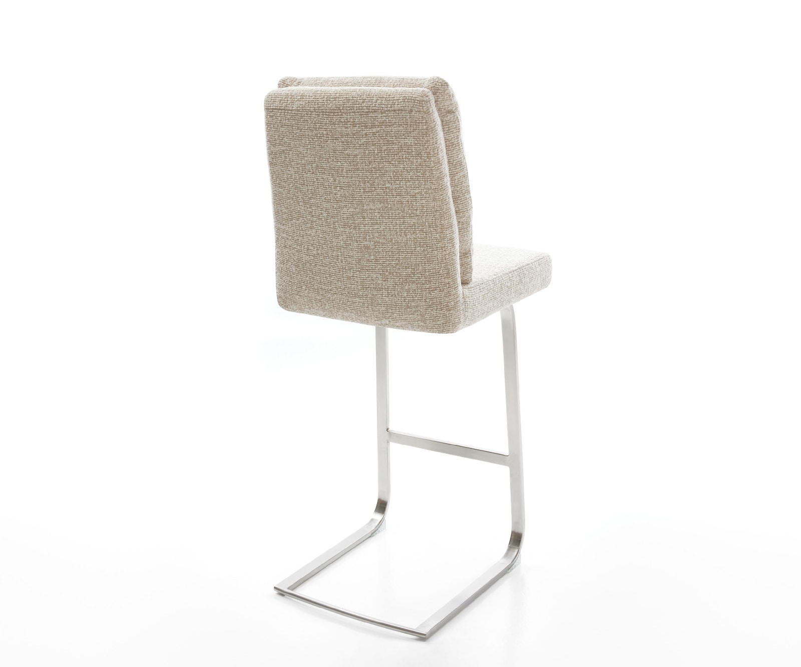 Barstuhl Pela-Flex Webstoff Soft Beige Freischwinger Flach Edelstahl Silberfarben 4