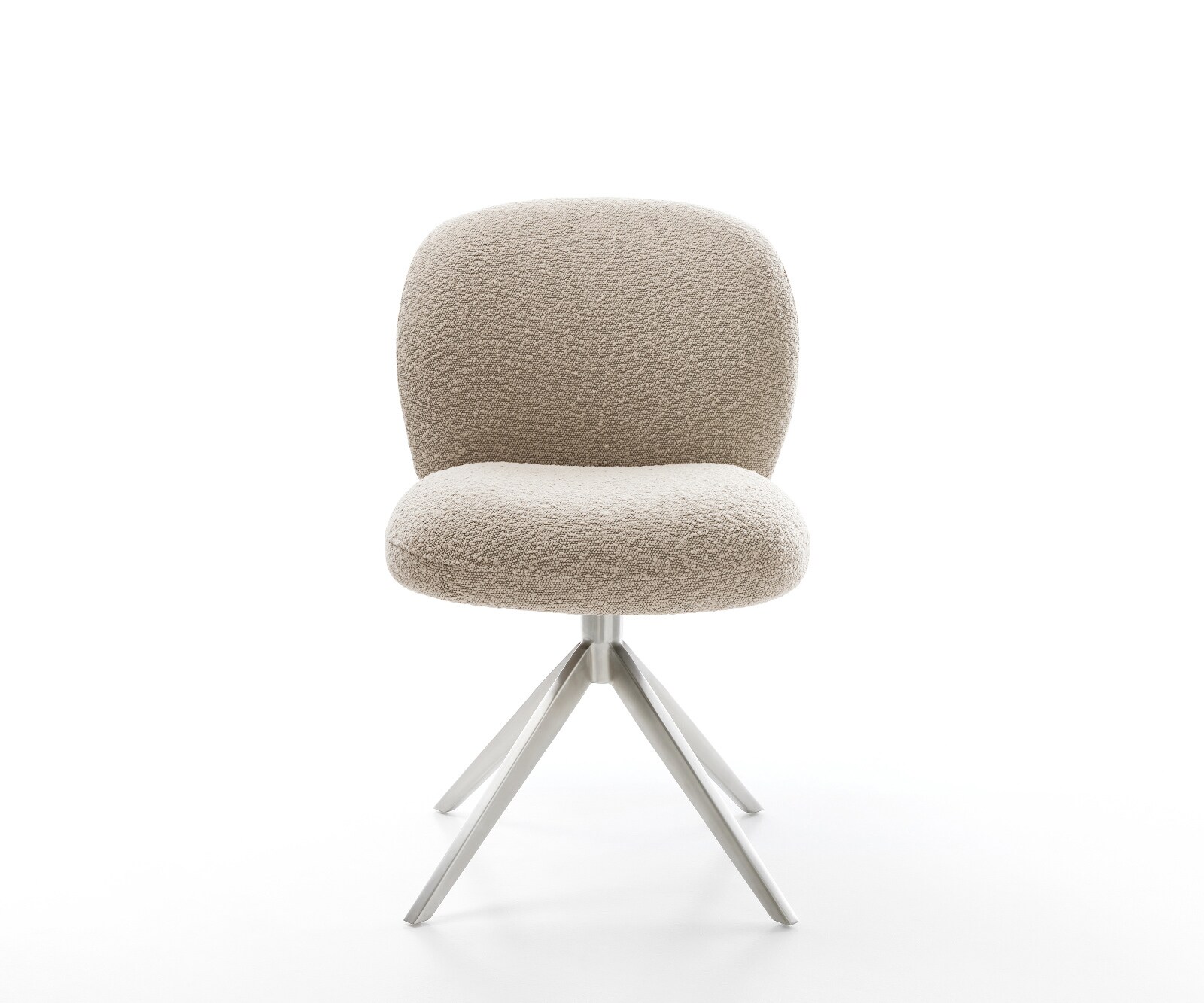 Drehstuhl Nube-Flex Bouclé Schlamm Kreuzgestell breit Edelstahl 360° drehbar Wippfunktion Taschenfederkern 2